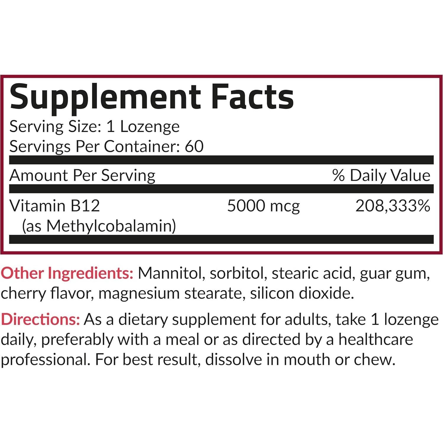 Futurebiotics Methyl B12 5000 MCG Vitamina B12 Sabor Cereza 60 Pastillas