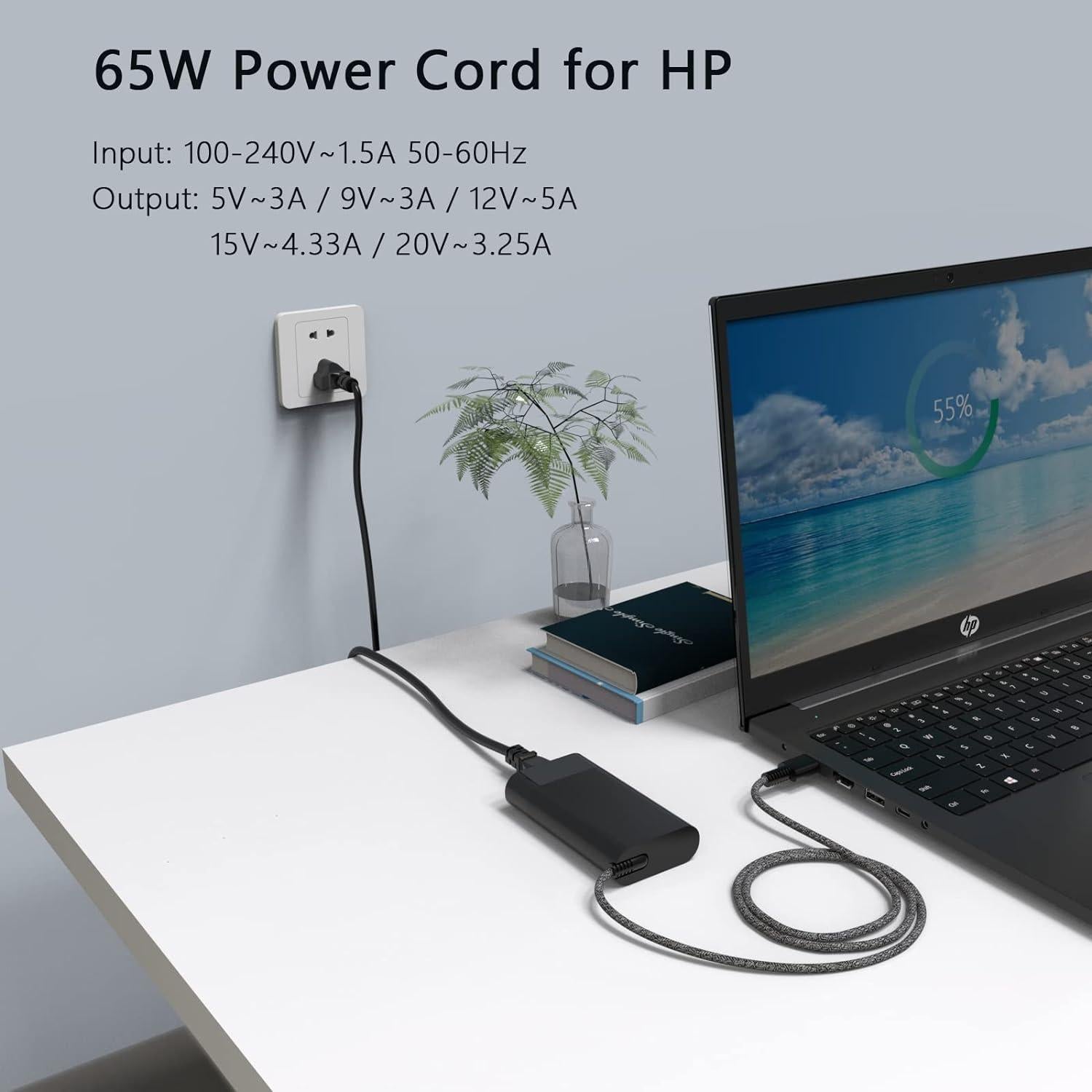 Cargador USB C 65W Nivjuky para HP EliteBook y Envy