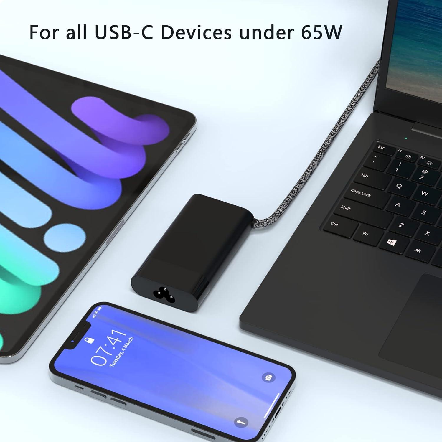 Cargador USB C 65W Nivjuky para HP EliteBook y Envy