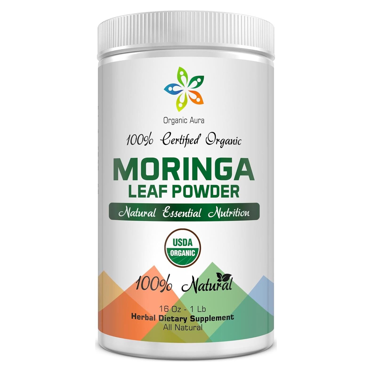 Polvo de Moringa Orgánica 454g Organic Aura - Superalimento Natural