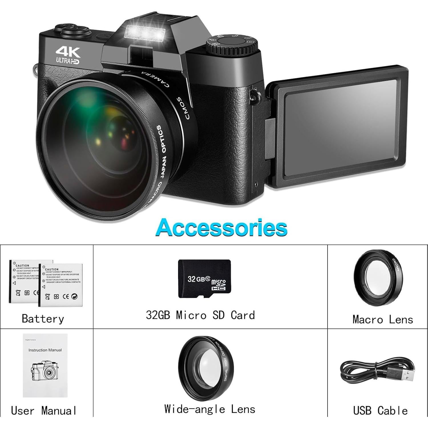 Cámara Digital 4K Lierhyt CDR10 48MP Compacta con WiFi