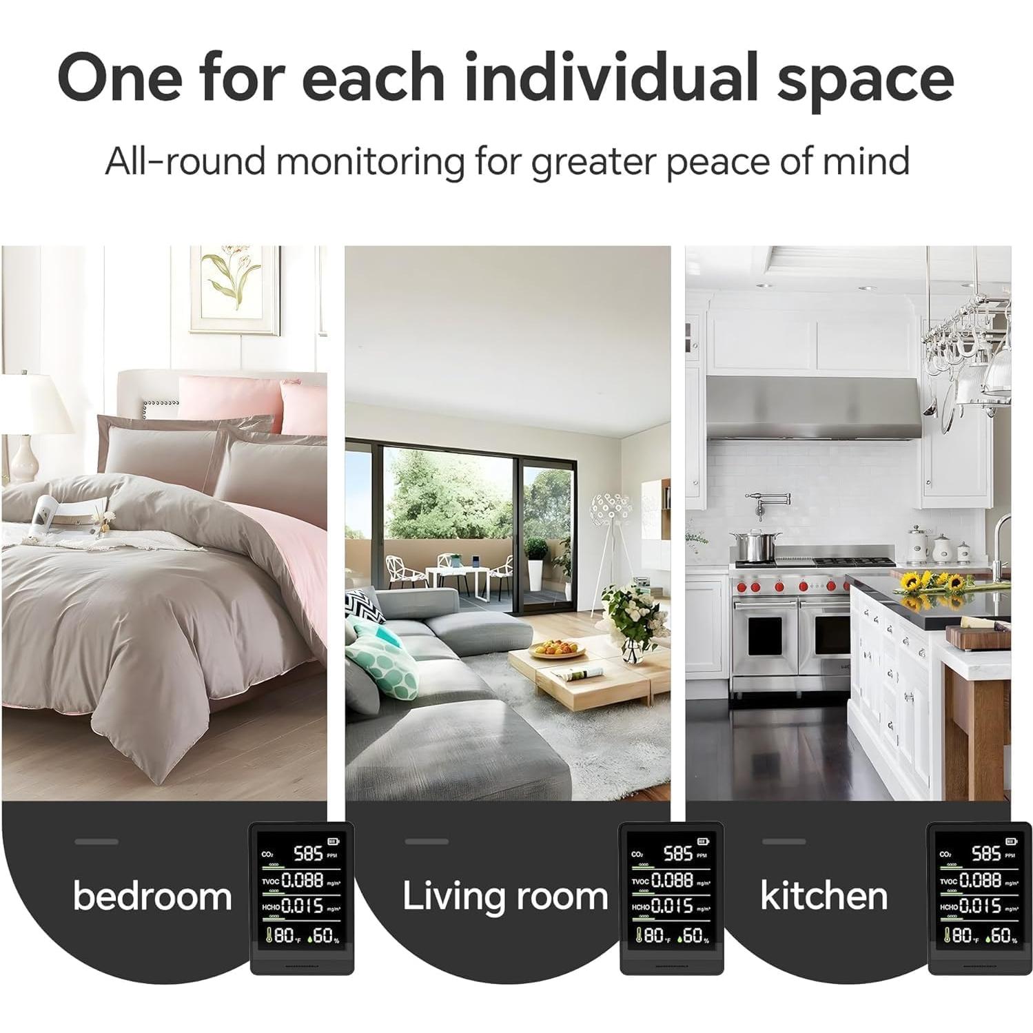 Monitor de Calidad del Aire PinoTec AK3 5 en 1 CO2 HCHO TVOC