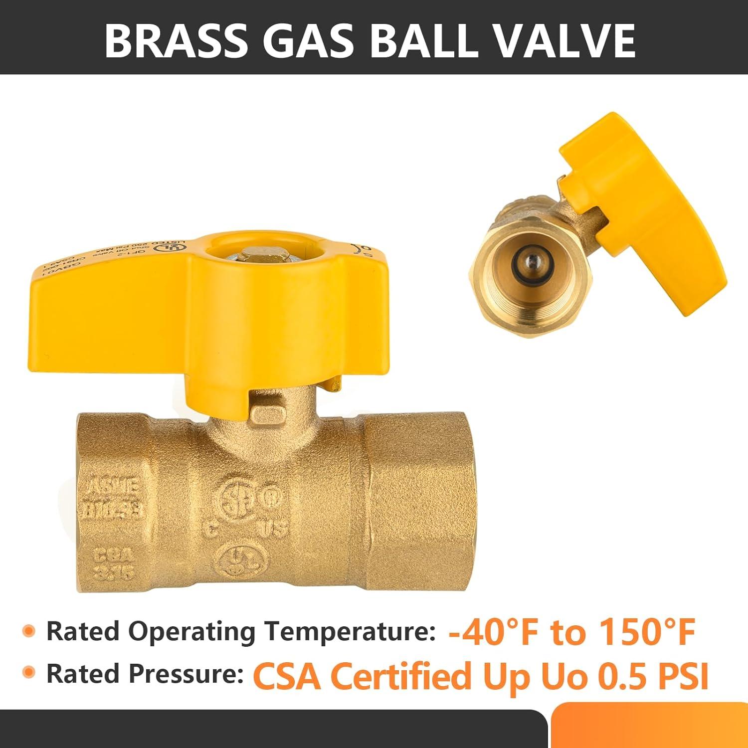 Válvula de Bola de Gas HeSun 1/2" FIP Latón 1 Paquete