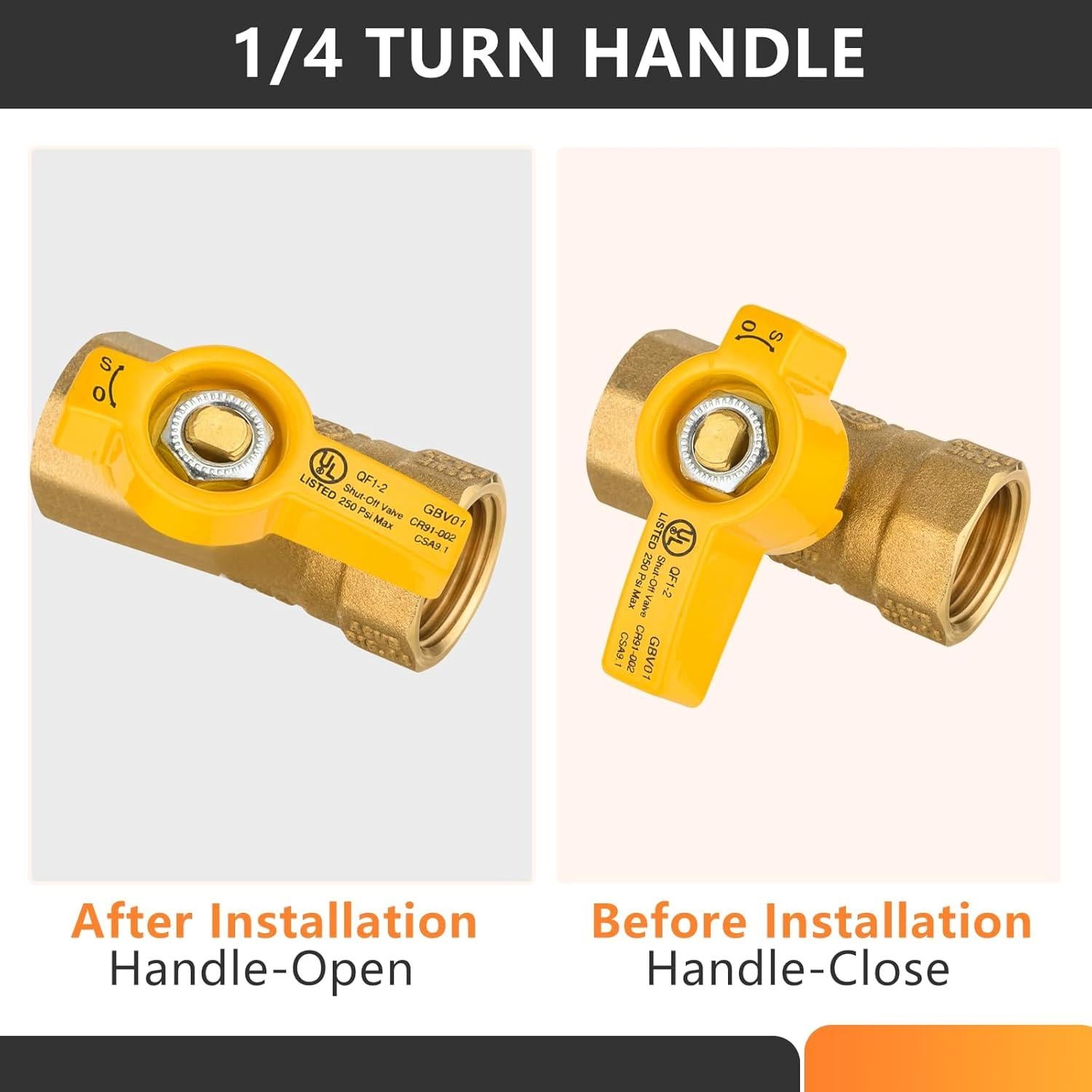 Válvula de Bola de Gas HeSun 1/2" FIP Latón 1 Paquete