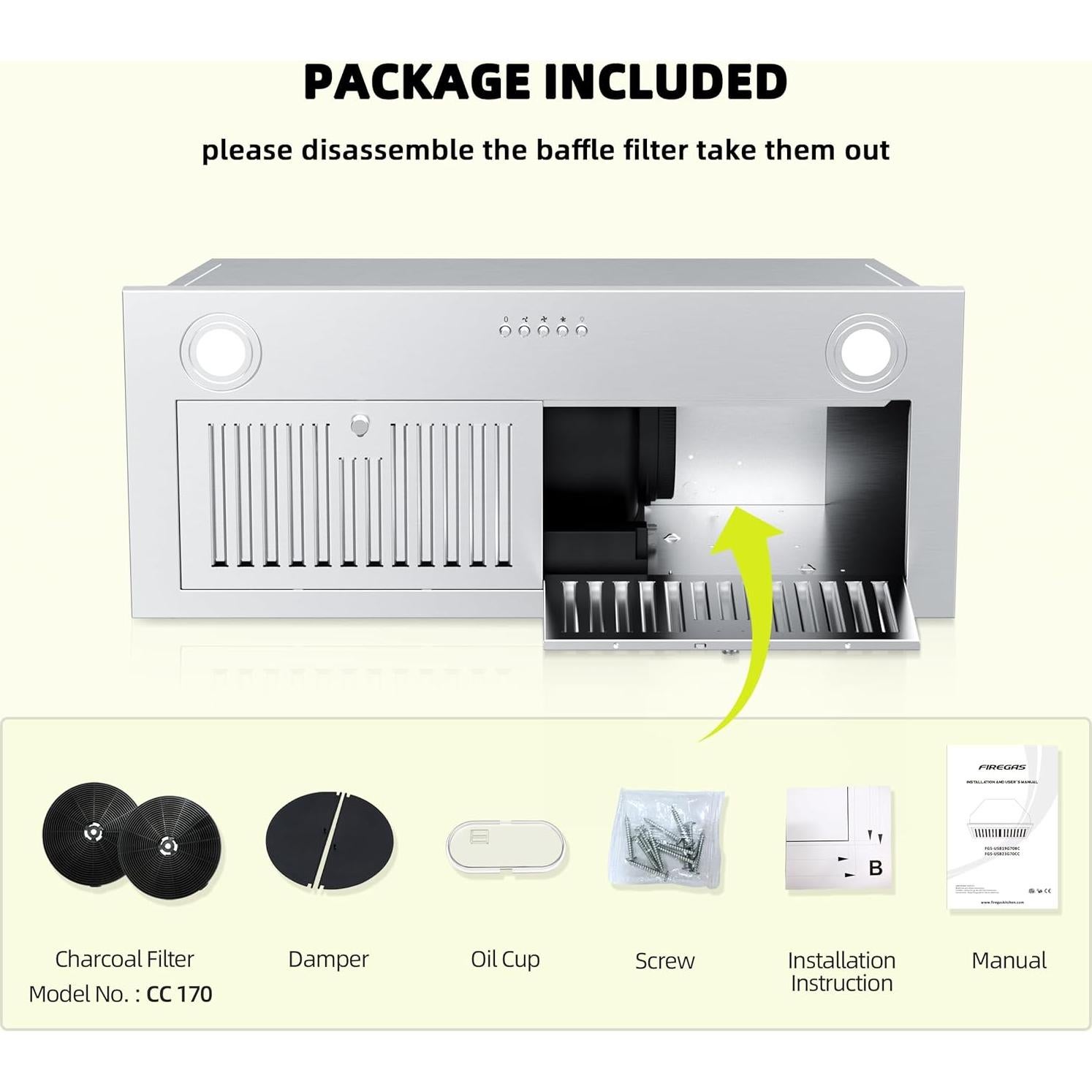 Campana Extractora FIREGAS 30" Acero Inoxidable 600 CFM