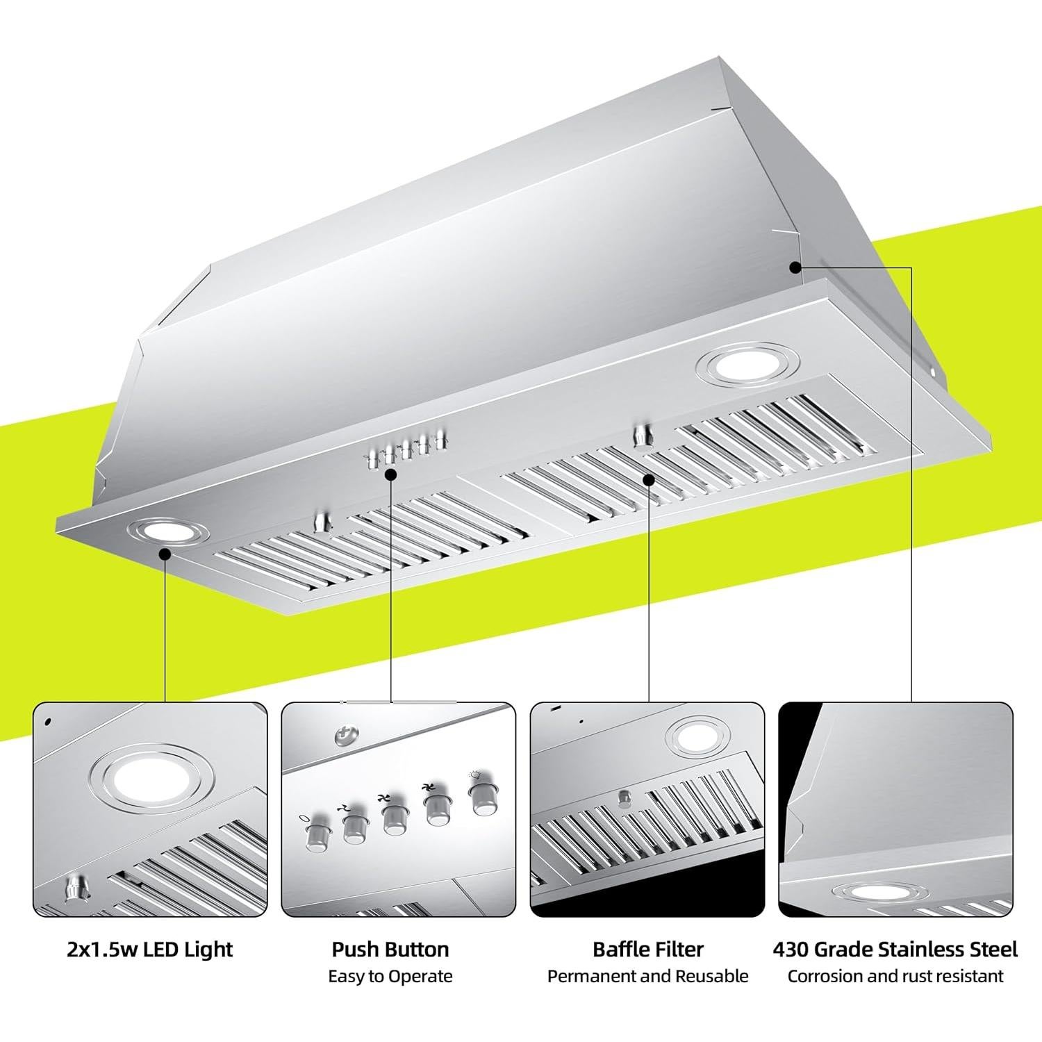 Campana Extractora FIREGAS 30" Acero Inoxidable 600 CFM