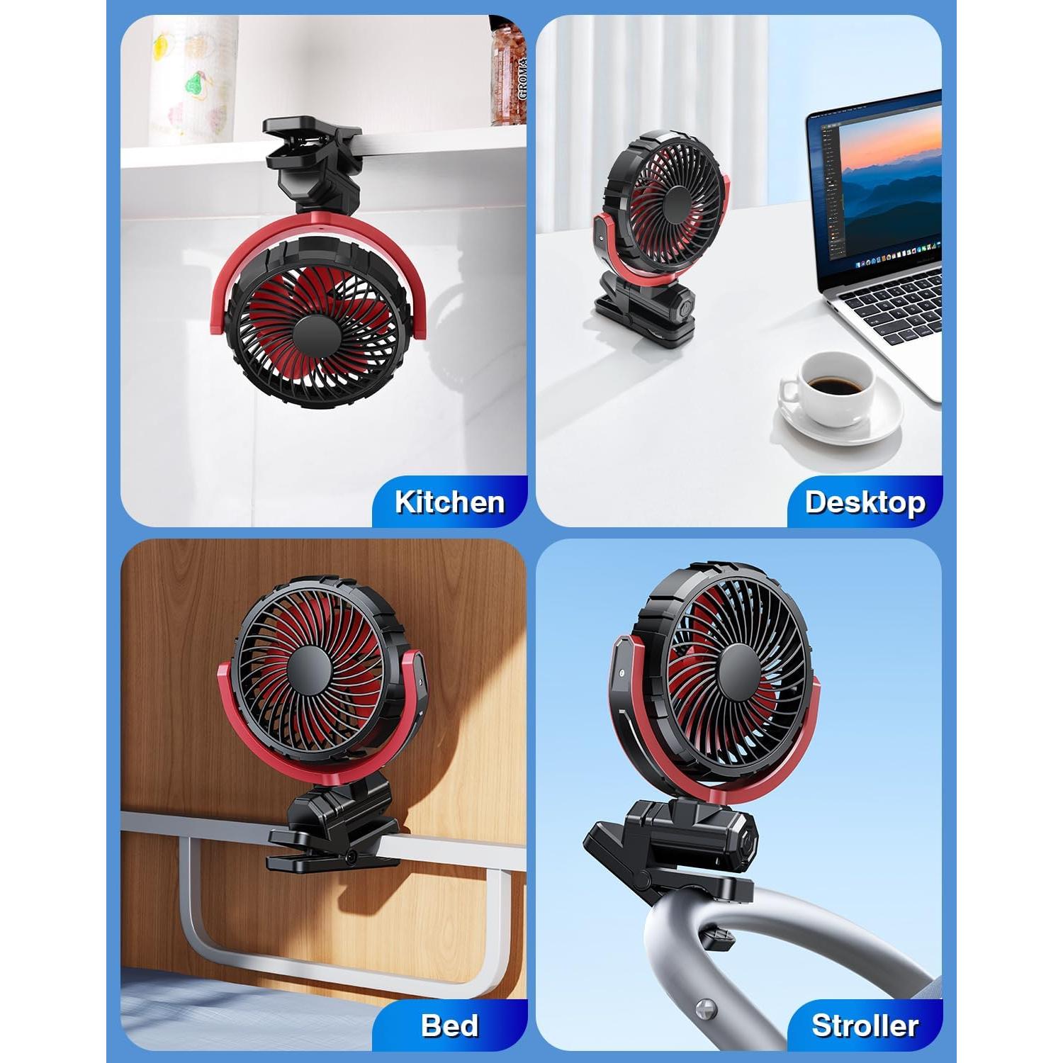 Ventilador de Coche HIYJEN 5V USB Batería 2000mAh Silencioso