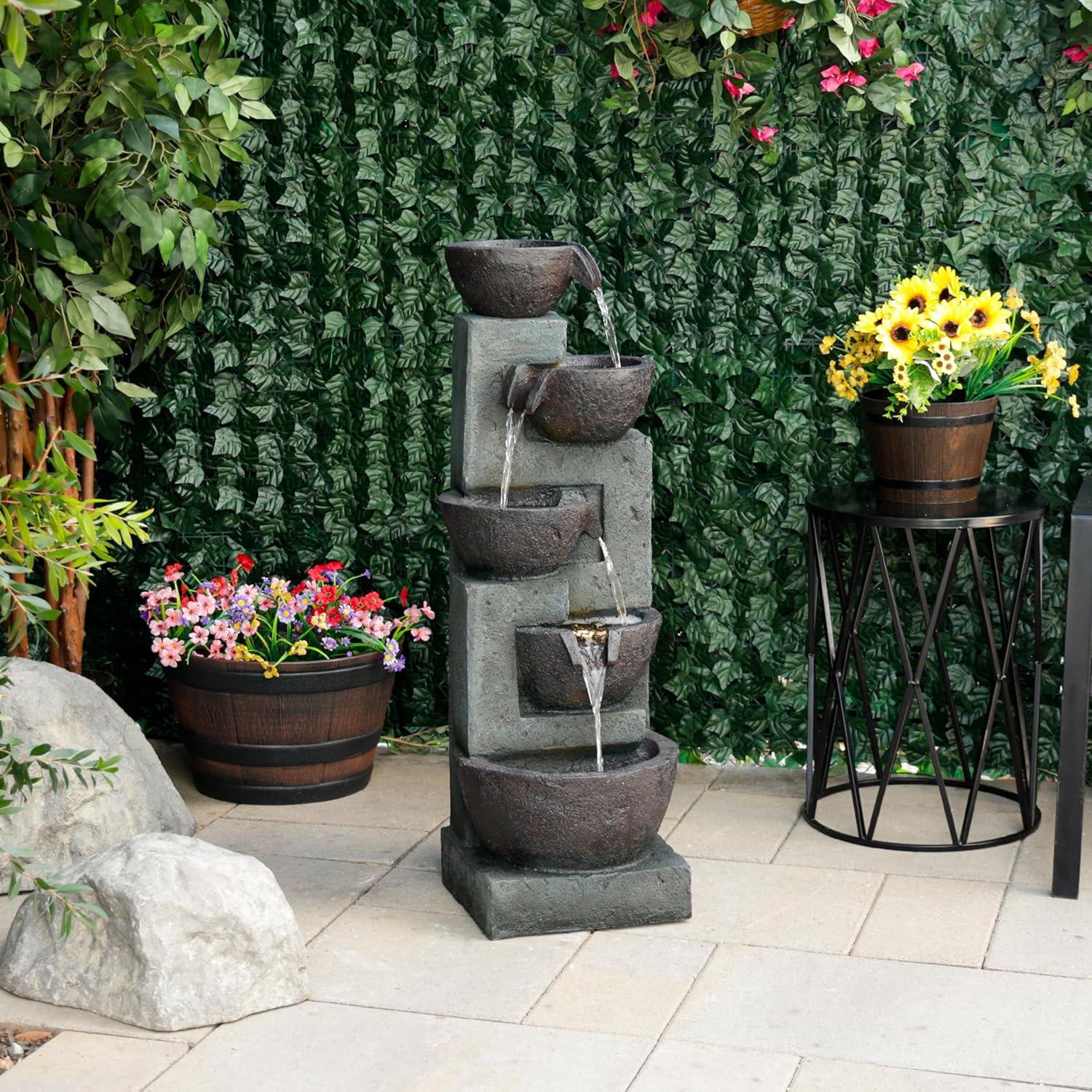 Fuente de Cascada 5 Tazones Alpine TZL390 con Luces LED 99 cm