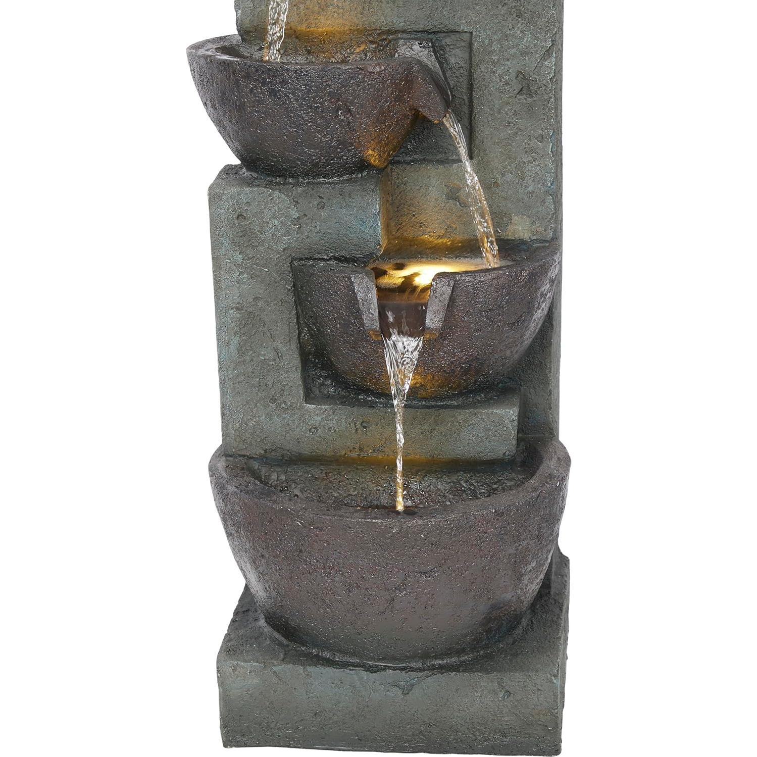 Fuente de Cascada 5 Tazones Alpine TZL390 con Luces LED 99 cm