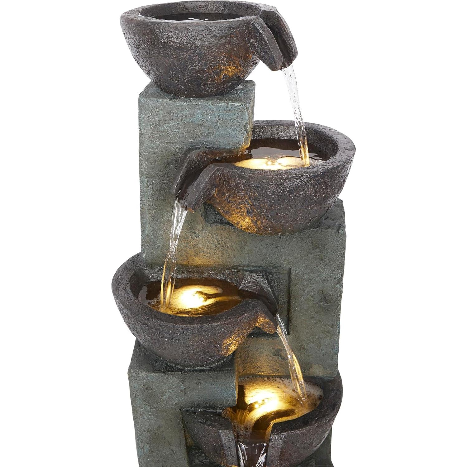 Fuente de Cascada 5 Tazones Alpine TZL390 con Luces LED 99 cm