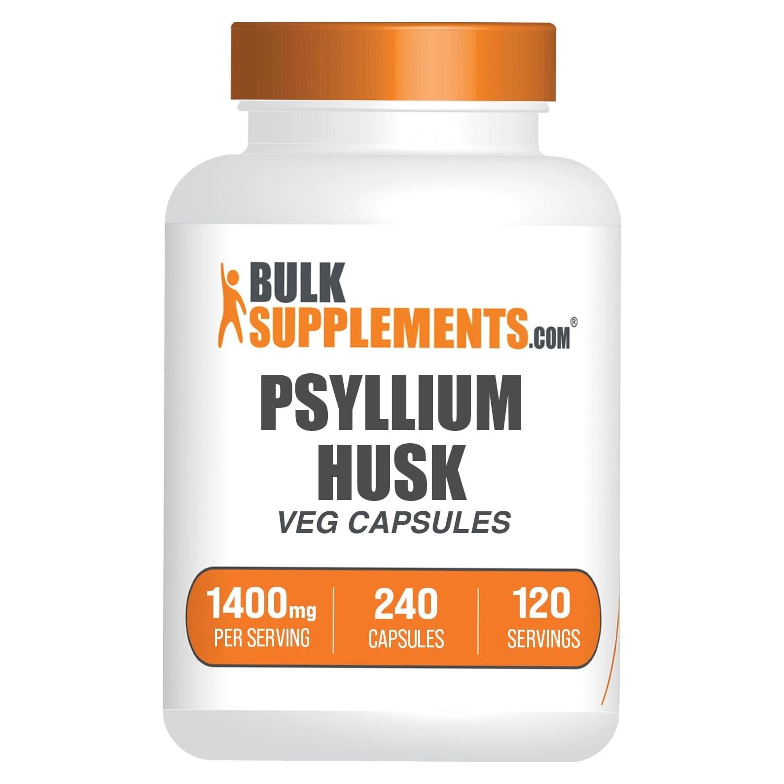 Cápsulas de Psyllium Husk BulkSupplements 240 g Veganas