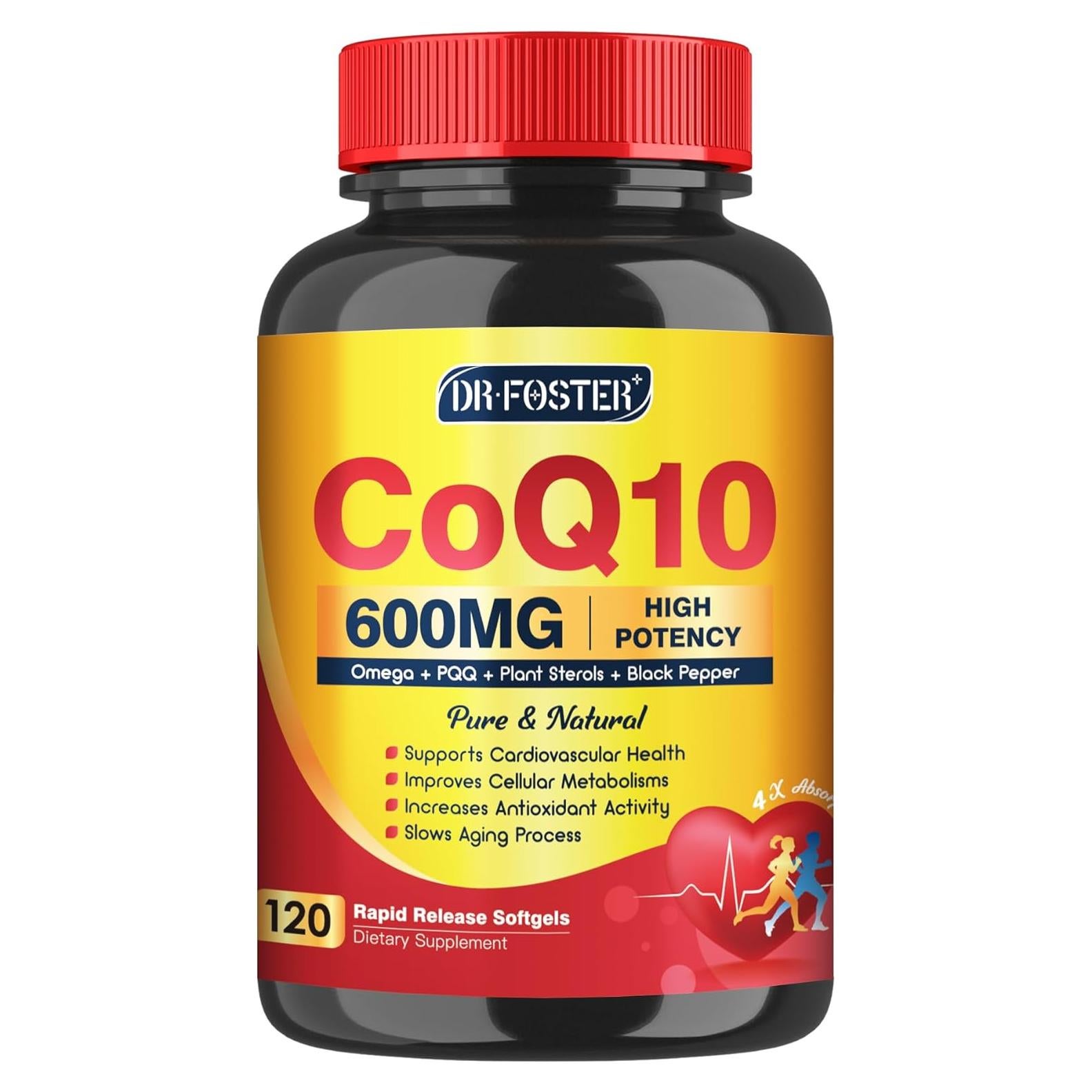 Suplemento CoQ10 600mg DR FOSTER con Omega 3 y PQQ - 60 Softgels