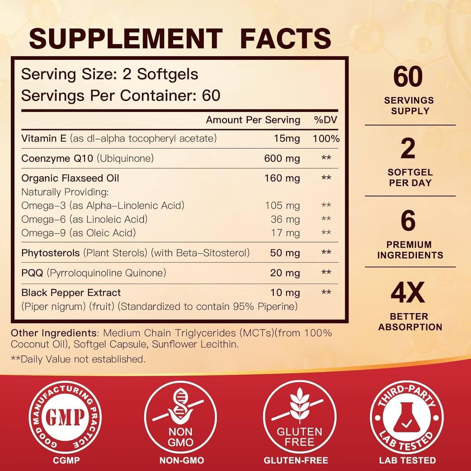 Suplemento CoQ10 600mg DR FOSTER con Omega 3 y PQQ - 60 Softgels