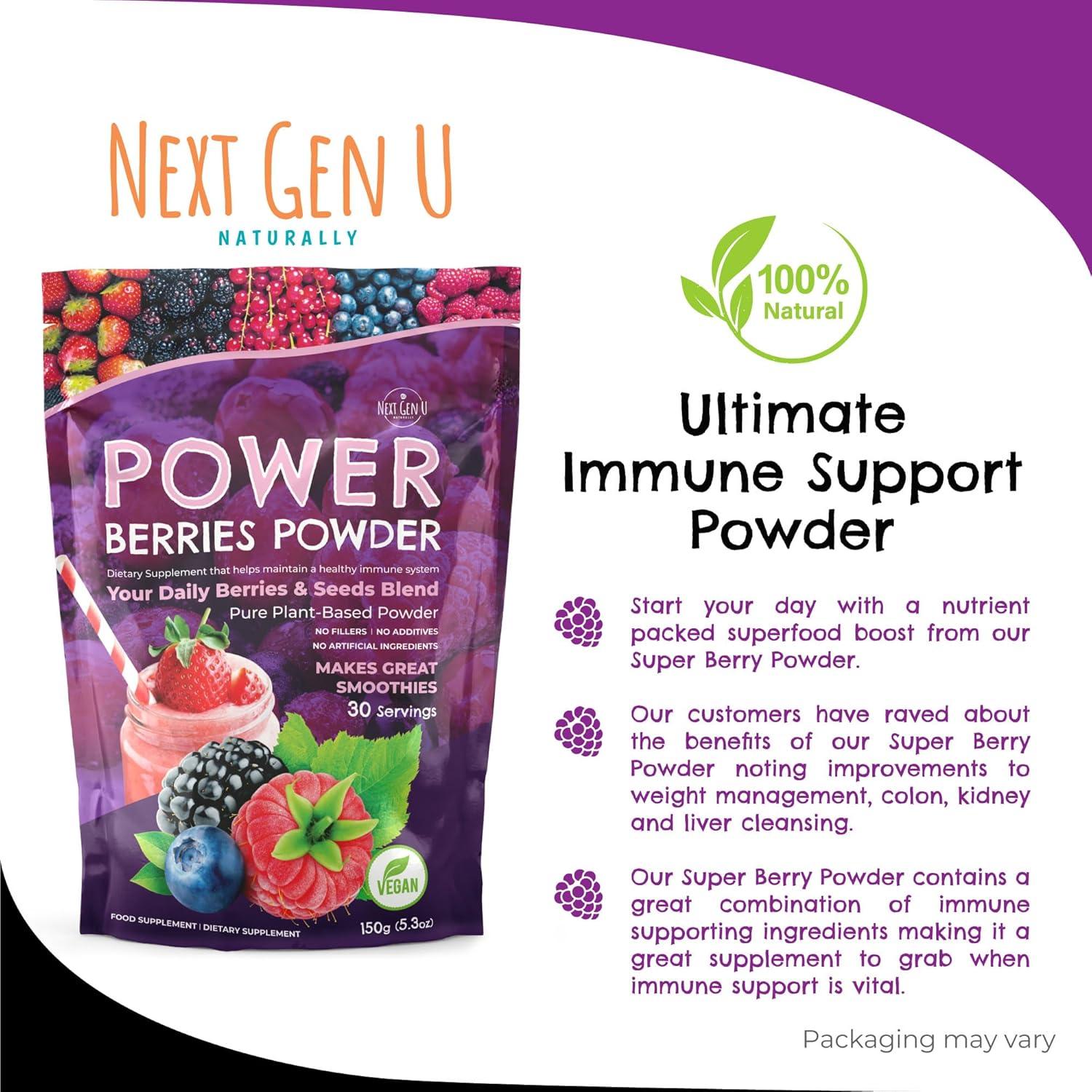 Polvo de Super Berries NextGenU 150g - Suplemento Vegano Antioxidante