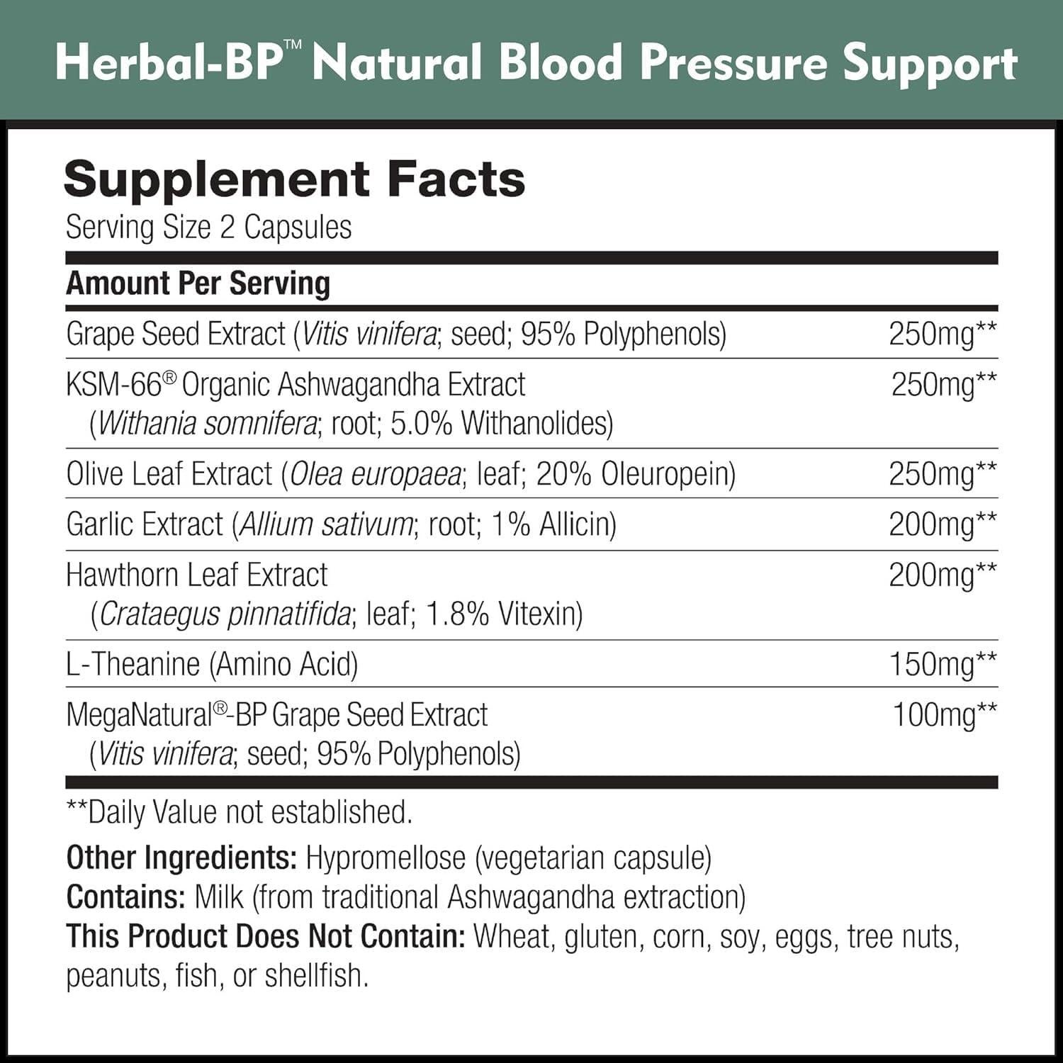 Suplemento Natural Herbal-BP DailyNutra 90 Cápsulas para Presión Arterial