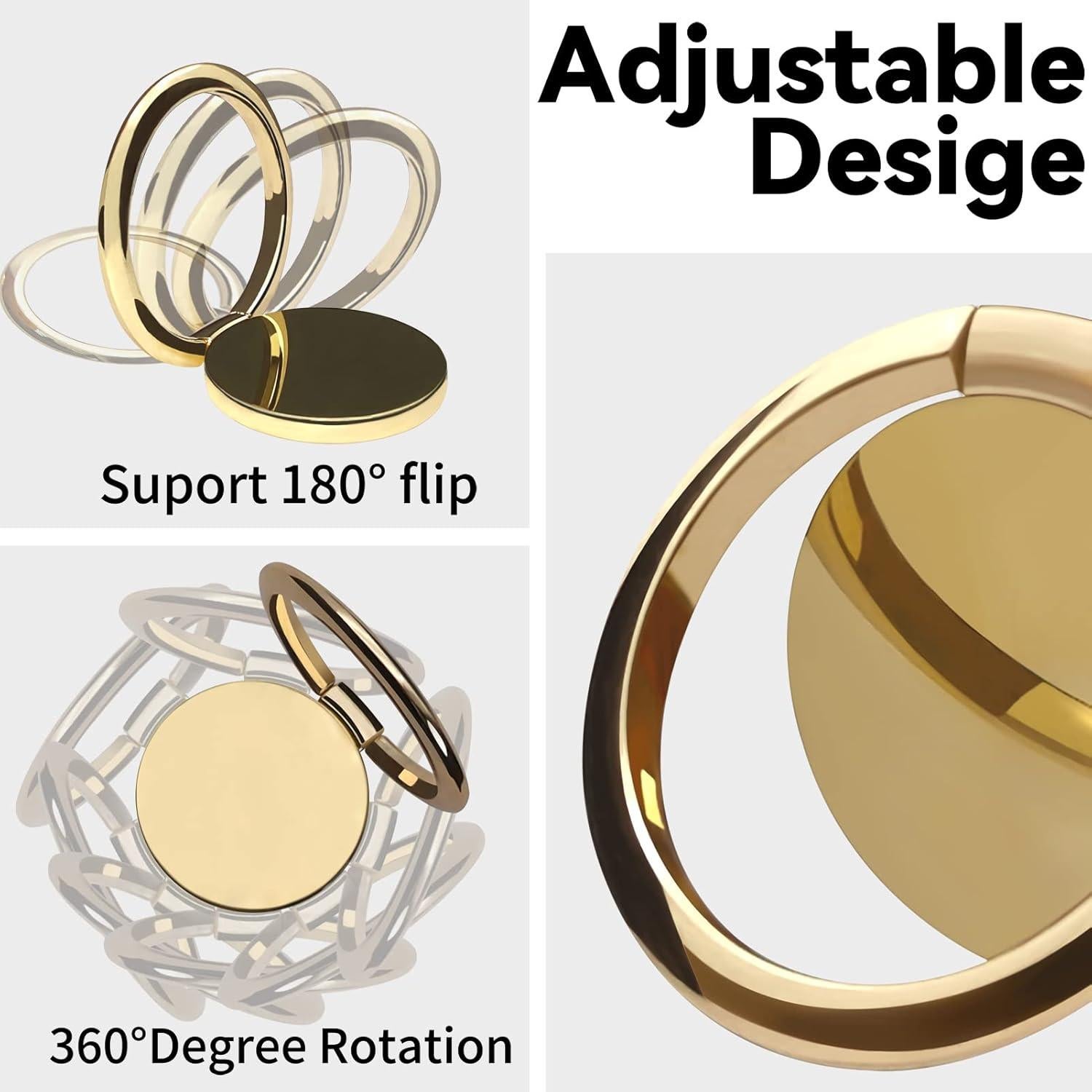 Soporte de Anillo para Teléfono OBHEI Dorado 360° Metal