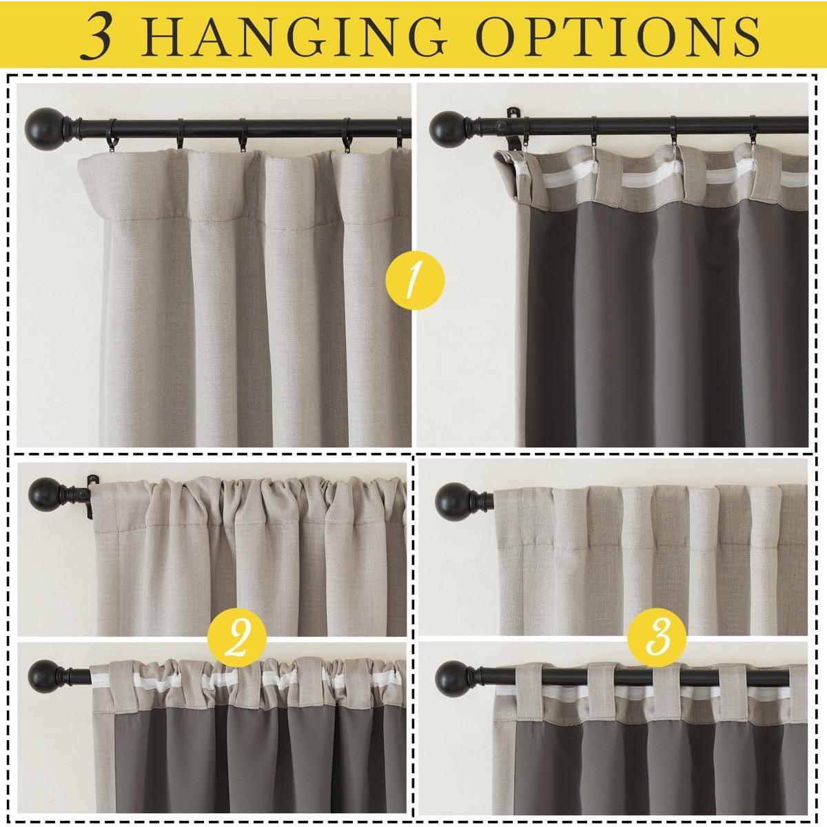 Cortinas Opacas NICETOWN Lino Sintético 50x84" 2 Paneles