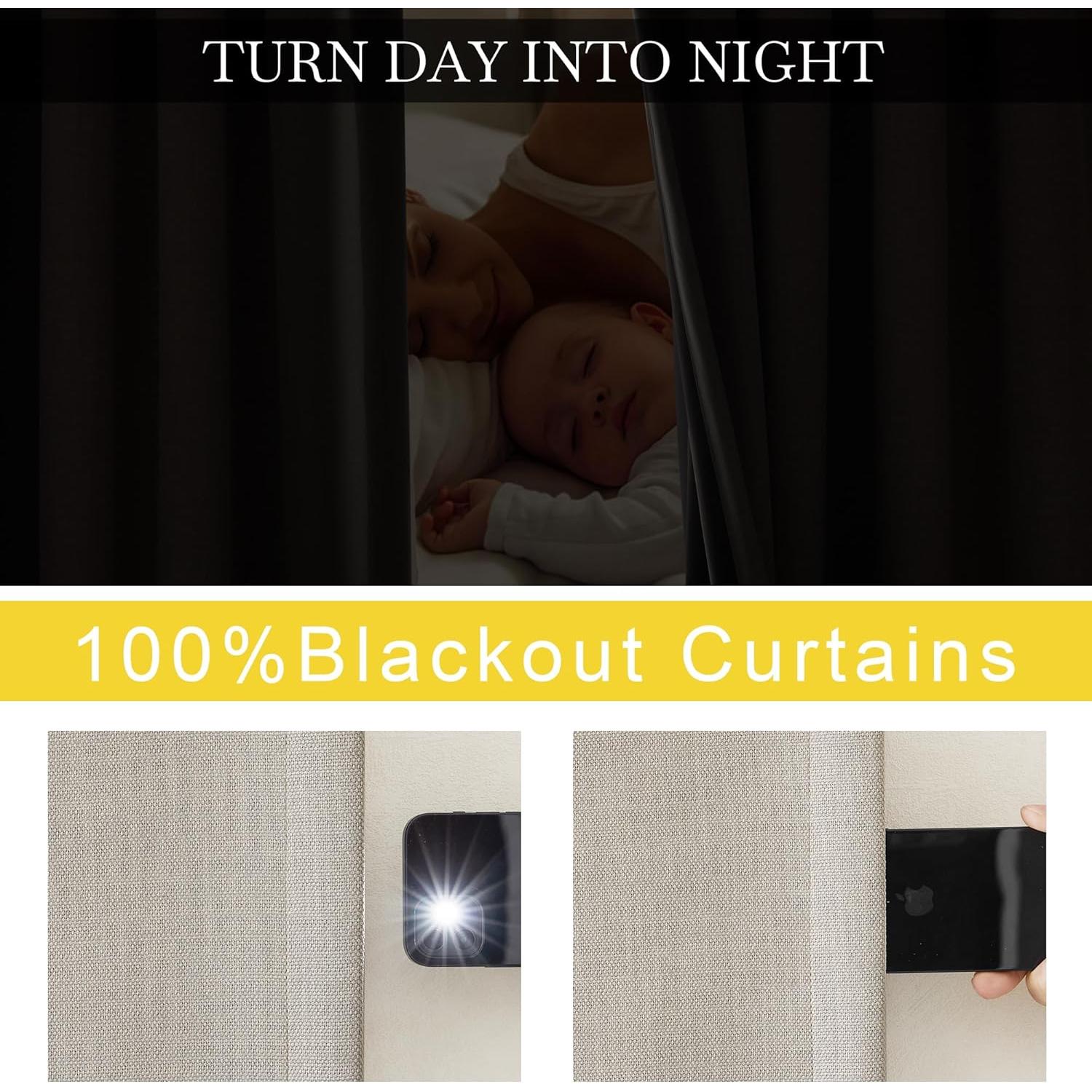 Cortinas Opacas NICETOWN Lino Sintético 50x84" 2 Paneles