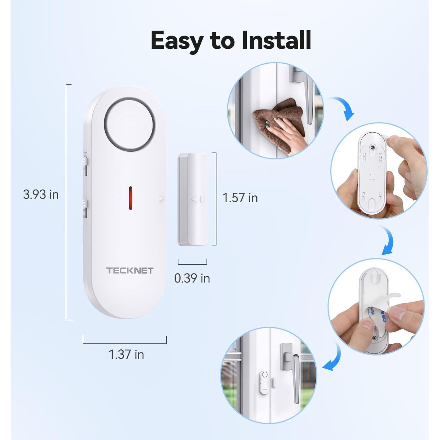Alarmas de Puerta TECKNET 9 Paquete Seguridad Inalámbrica