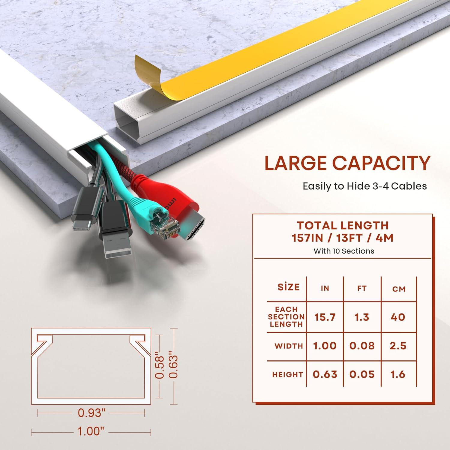 Ocultador de Cables EVZA 398,78 cm Pintable y Adhesivo