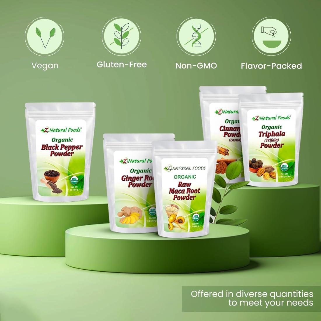 Z Natural Foods Organic Ginger Root Powder - Great for Tea, Juice, Smoothie, Cooking or Baking Recipes - Ground Superfood Spice Supplement - Raw, Non GMO, Gluten Free, Vegan, Kosher - 1 lb