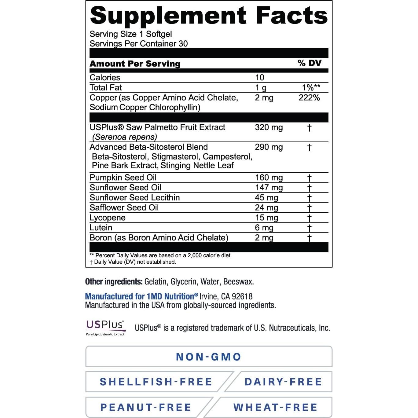 Suplemento Prostático ProstateMD Saw Palmetto 30 Cápsulas