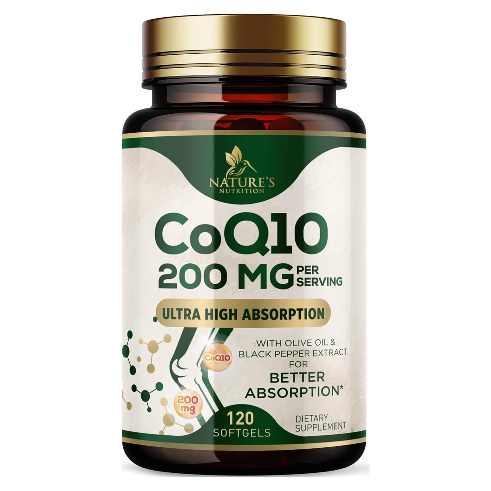 Suplemento CoQ10 200mg Nature's Nutrition - 120 Softgels