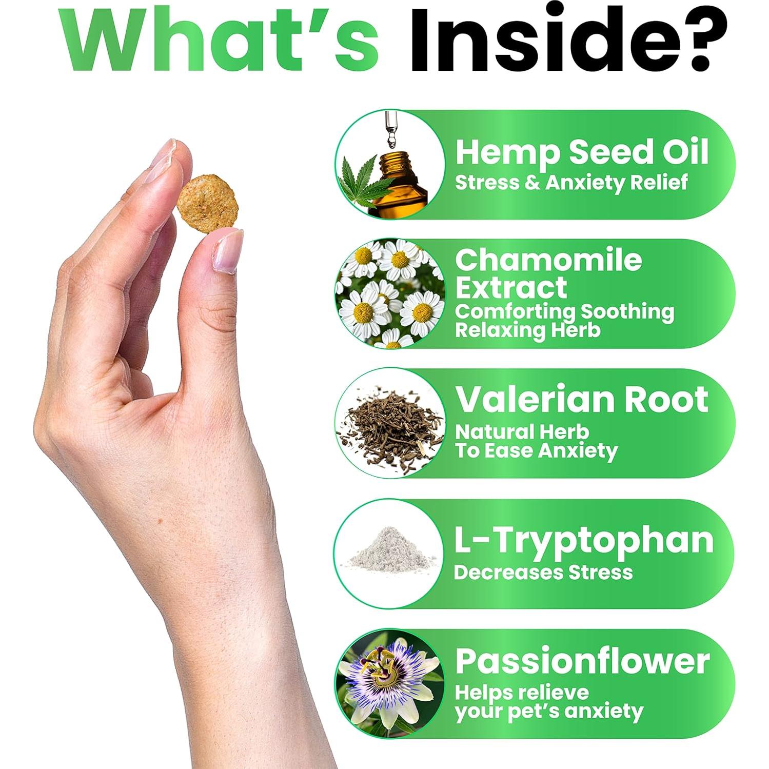 Golosinas Calmantes para Perros Grateful Pawz - 170 Chews de Cáñamo