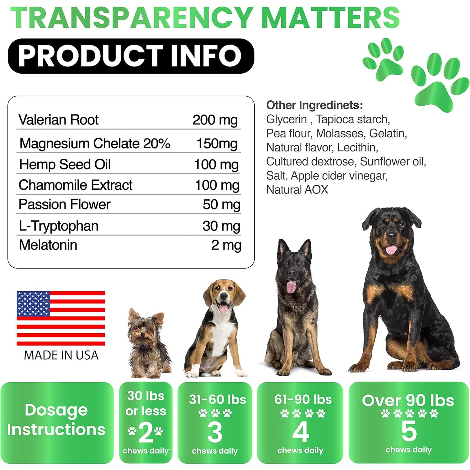 Golosinas Calmantes para Perros Grateful Pawz - 170 Chews de Cáñamo