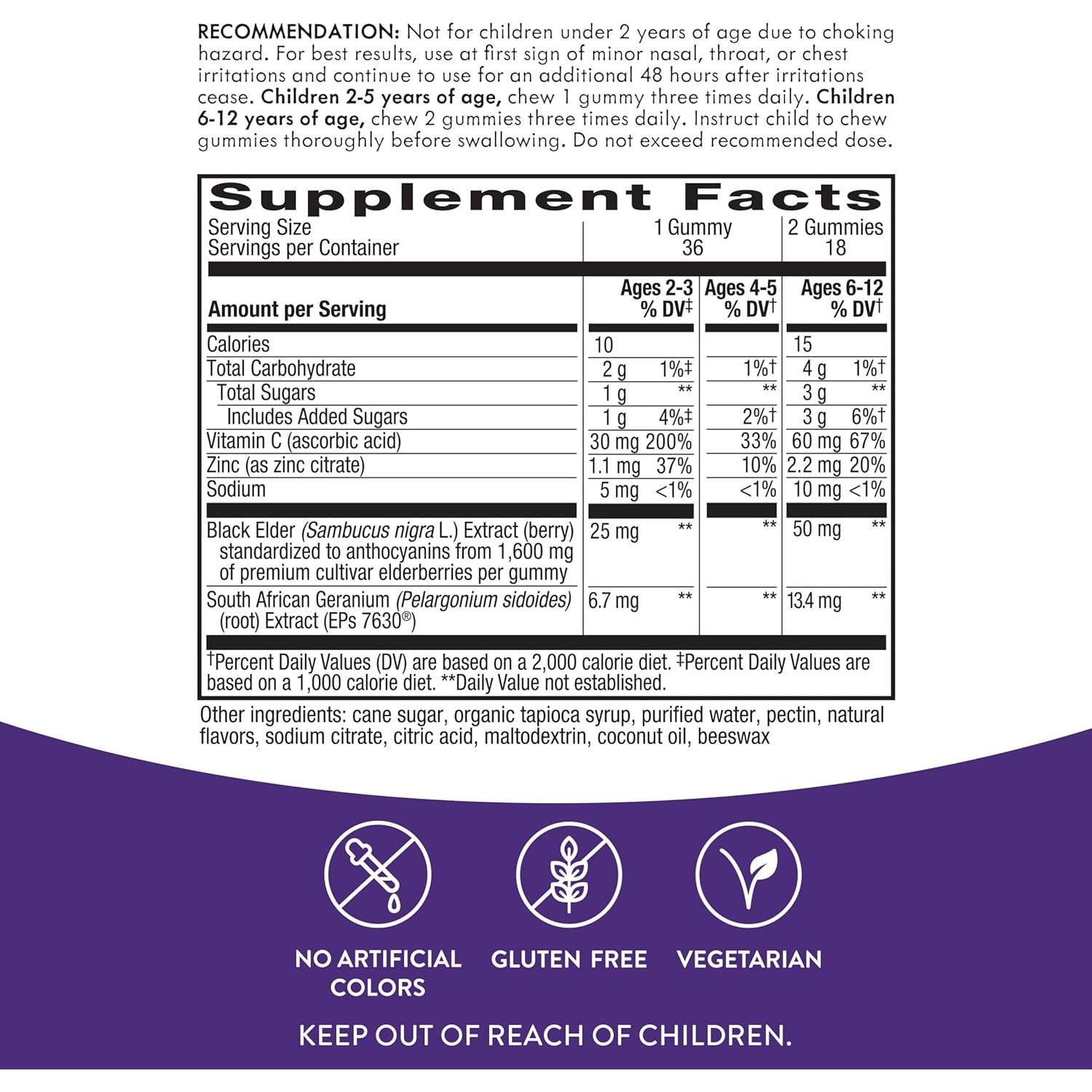 Gomas Inmunológicas Nature's Way Sambucus Kids 36 Unidades