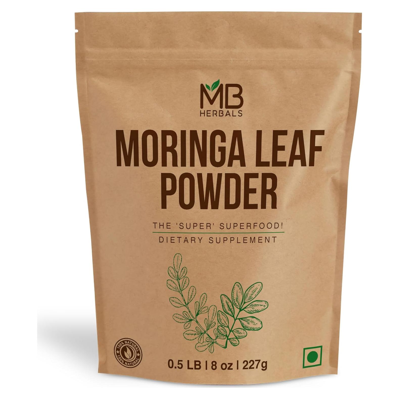 Polvo de Hoja de Moringa MB Herbals 227g - 100% Natural