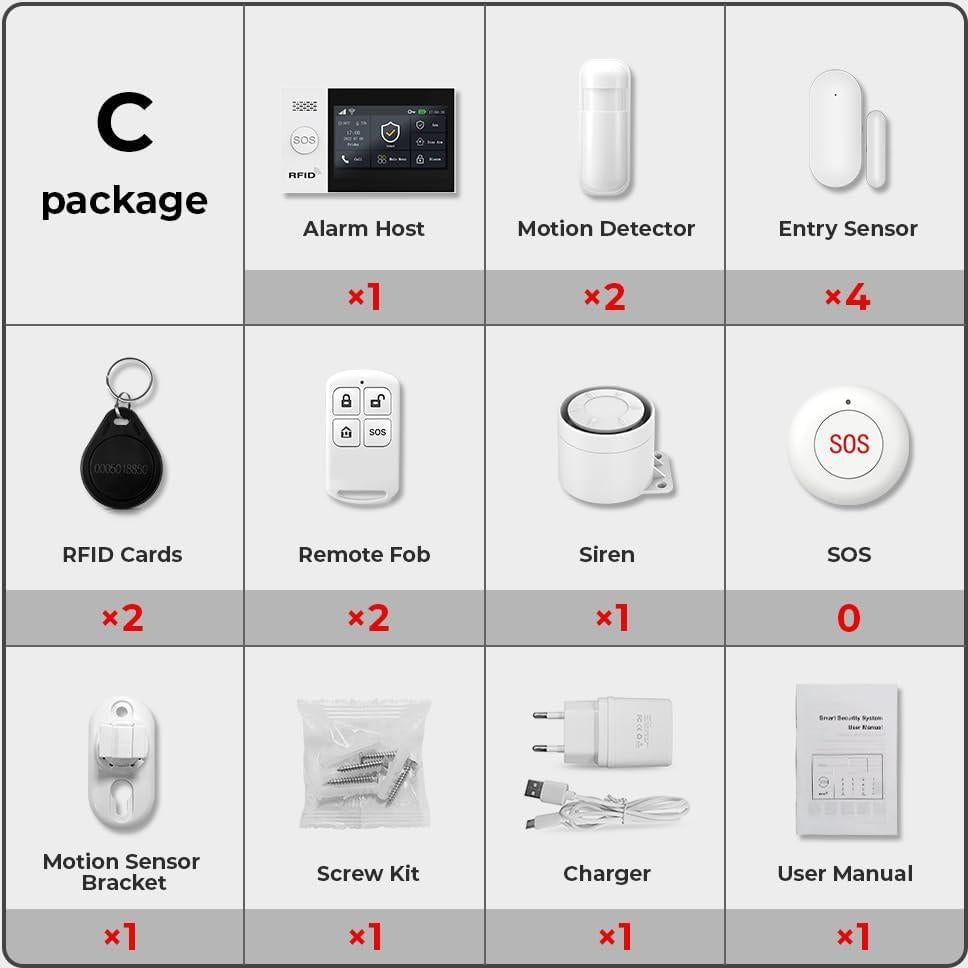 Sistema de Alarma Inalámbrico PGST 12 Piezas WiFi 4G Seguridad