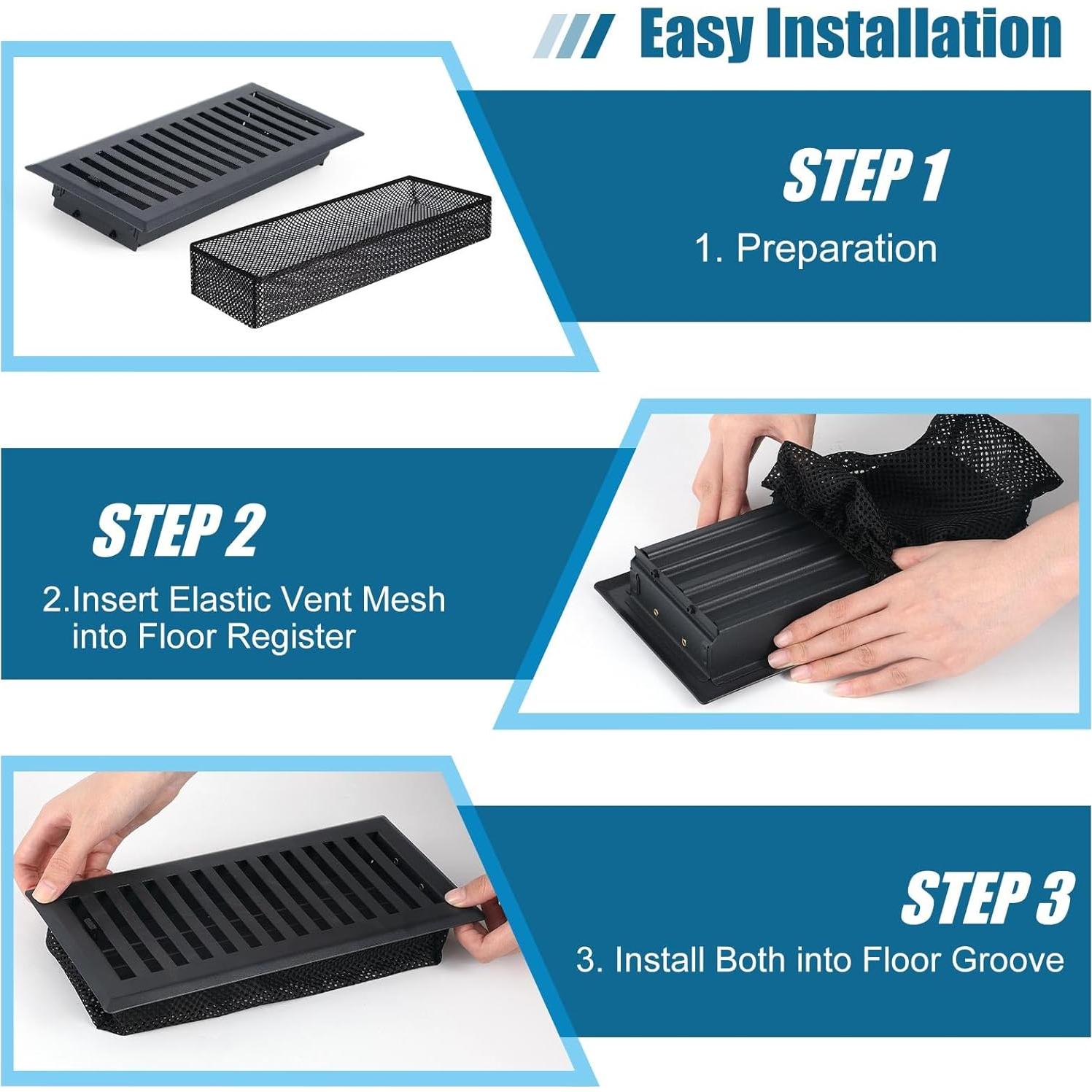 Juego de 12 rejillas de piso Baquler 10x25 cm con filtros