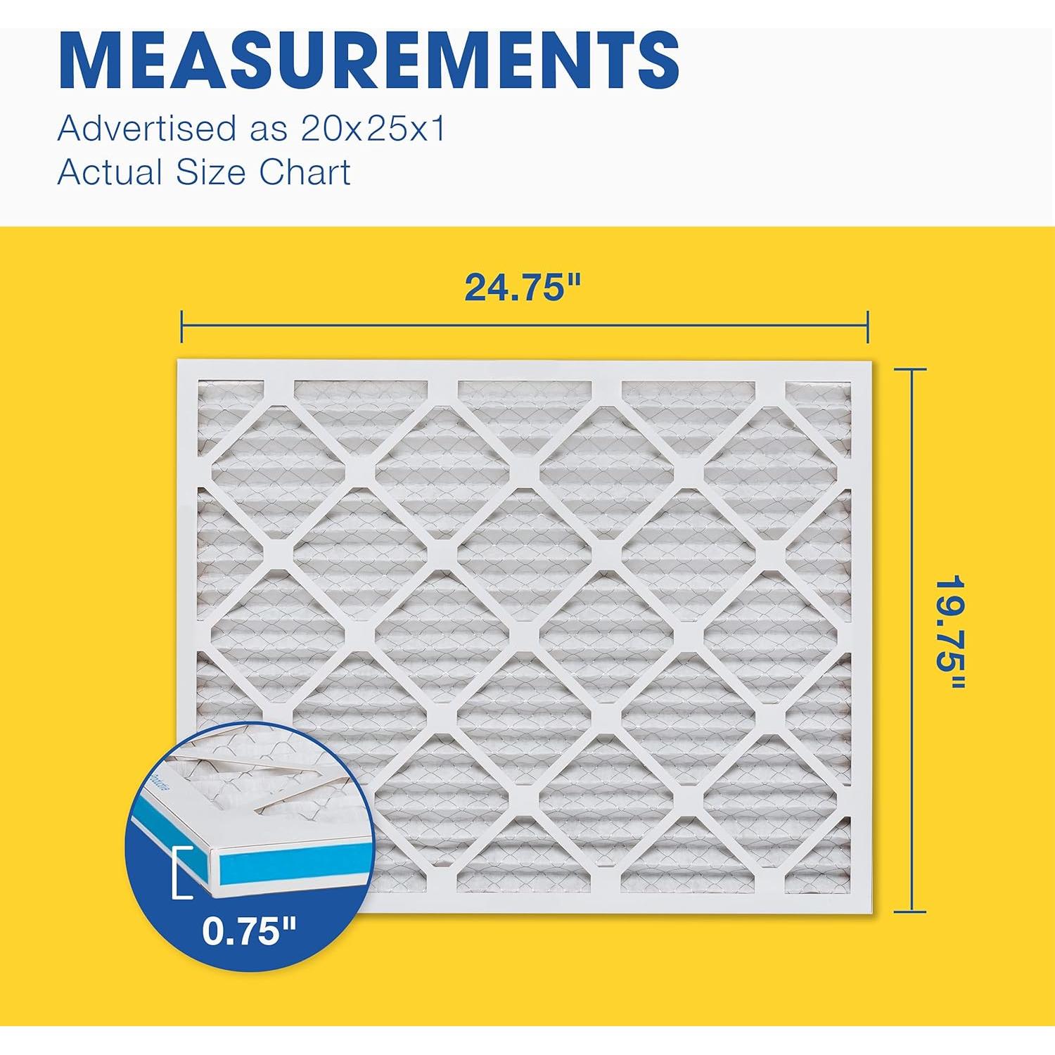 Filtros de Aire Plisados Aerostar 20x25x1 MERV 8 - Paquete de 4