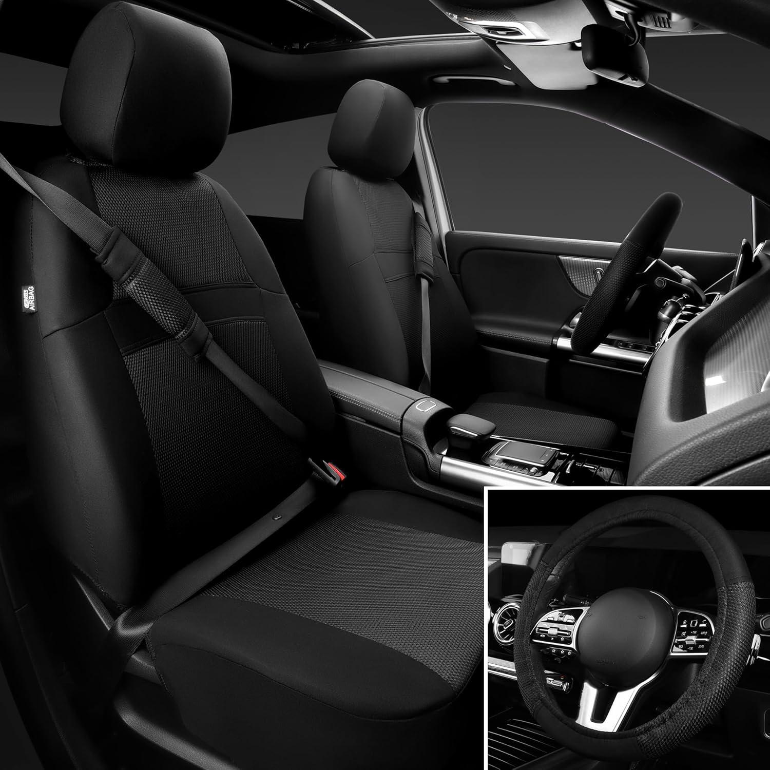 Fundas de Asiento de Coche CAR PASS 13PCS Transpirables Negro