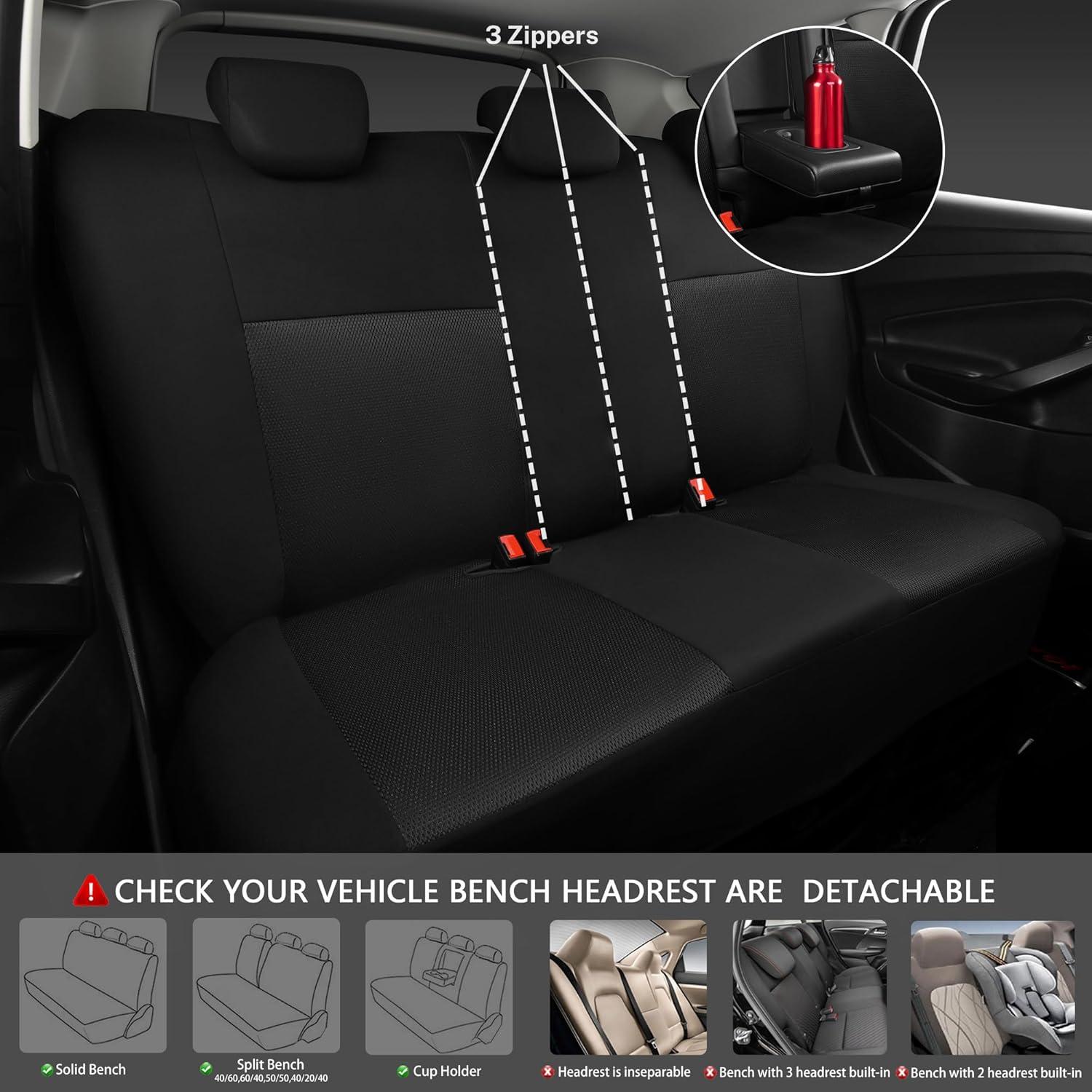 Fundas de Asiento de Coche CAR PASS 13PCS Transpirables Negro