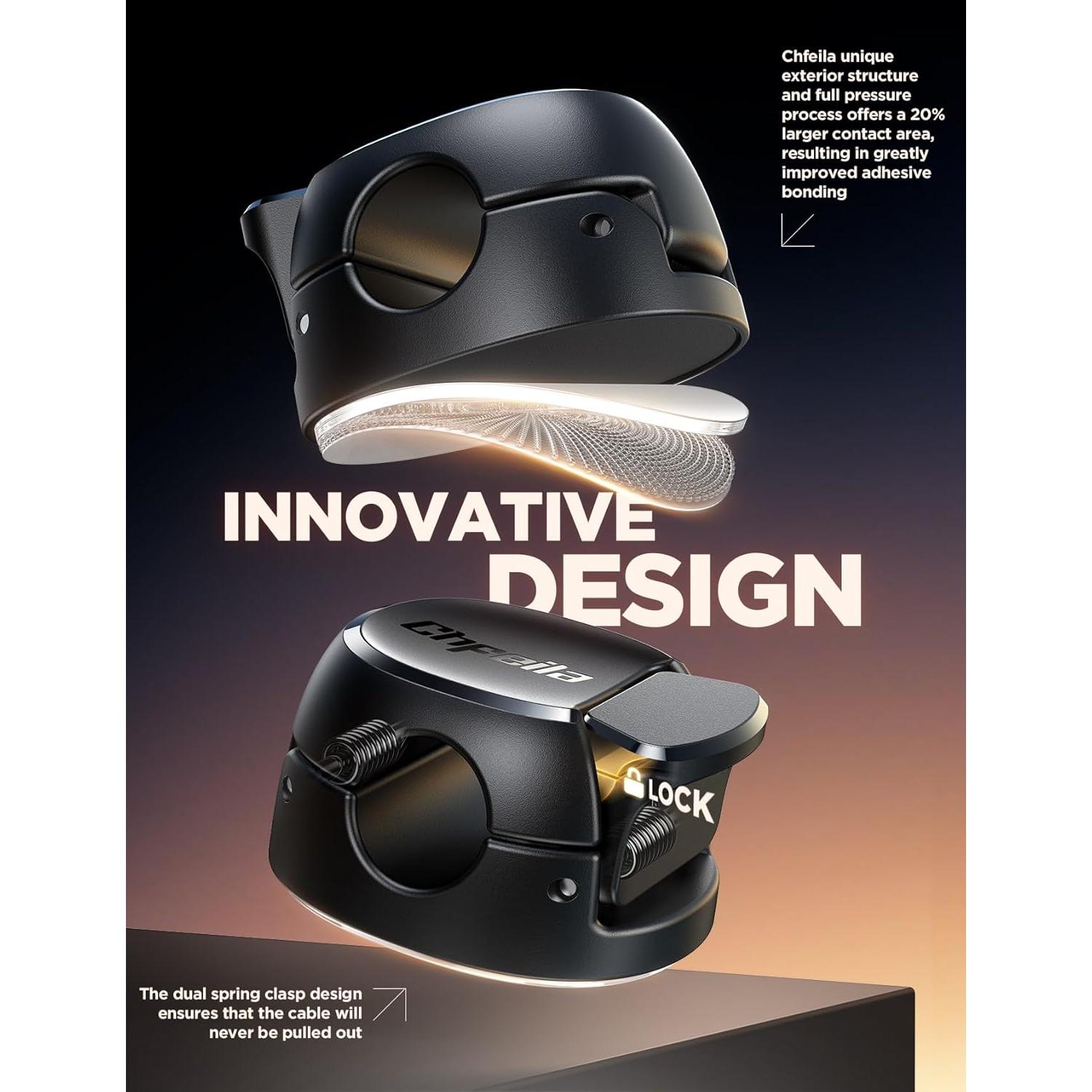 Organizador de Cables 8 Pack Chfeila Clips Adhesivos Negro