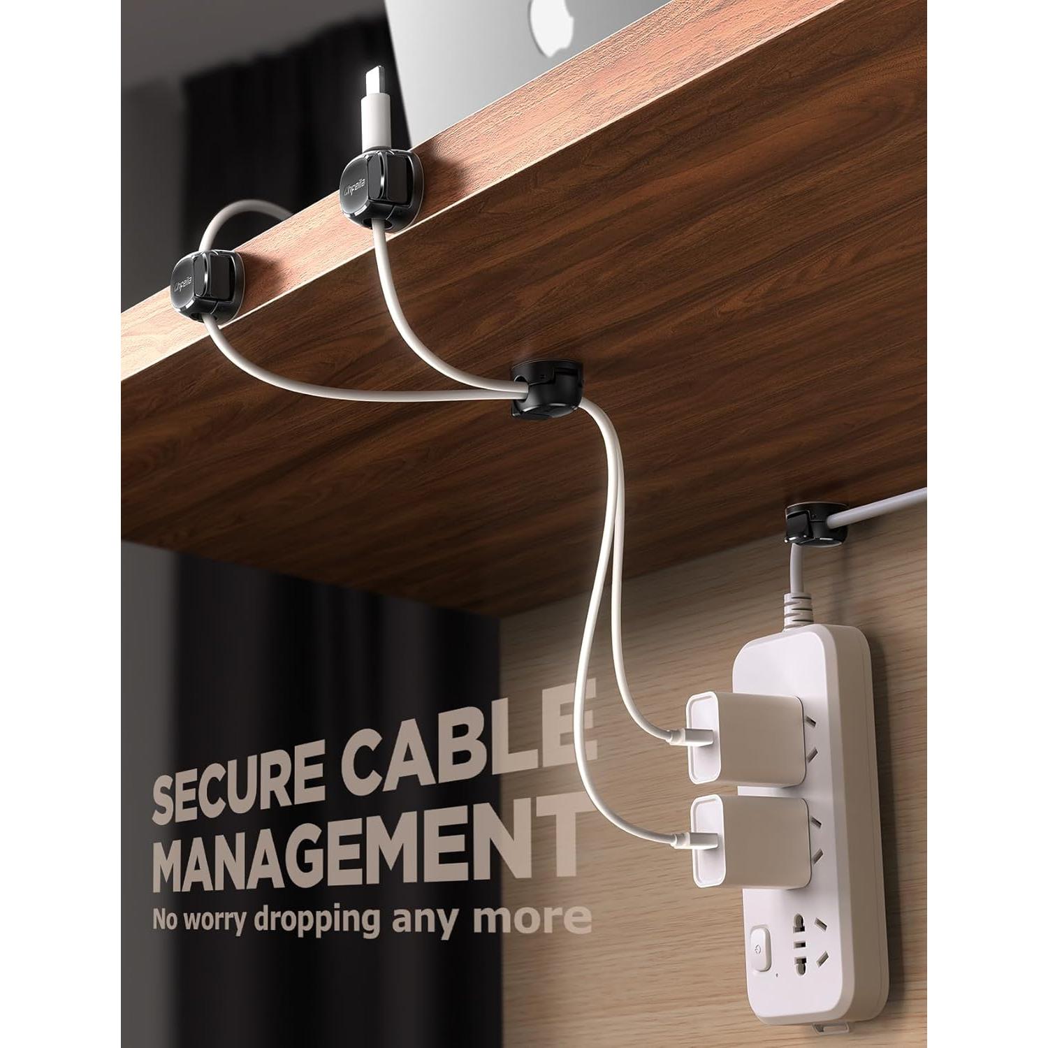 Organizador de Cables 8 Pack Chfeila Clips Adhesivos Negro