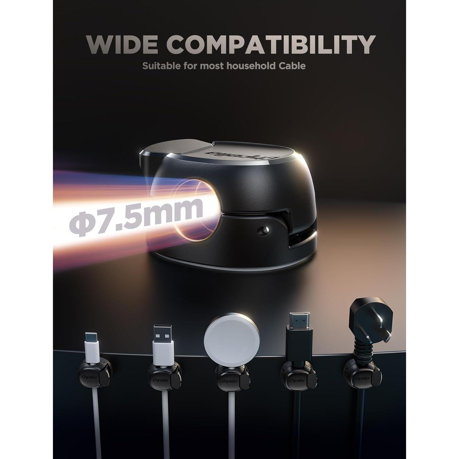 Organizador de Cables 8 Pack Chfeila Clips Adhesivos Negro