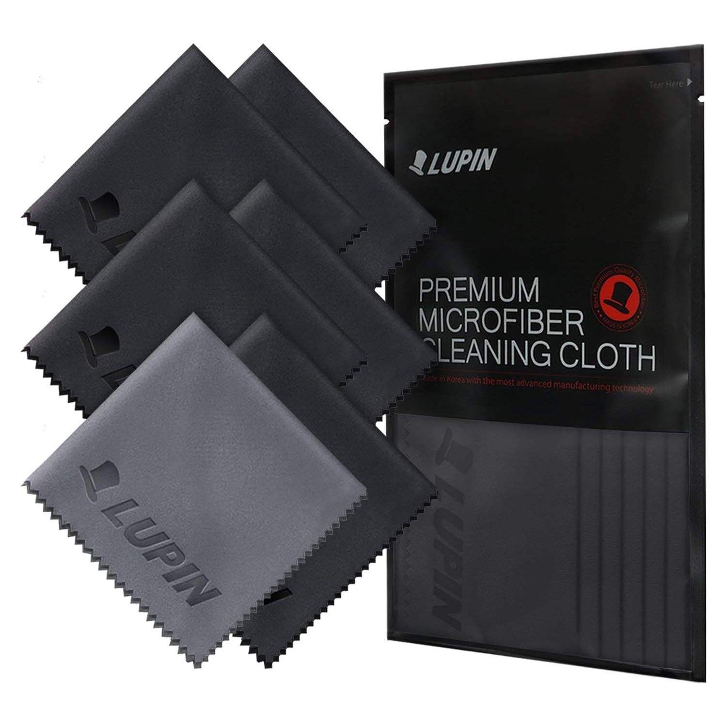 Paños de limpieza de microfibra Lupin, 6 unidades, negro