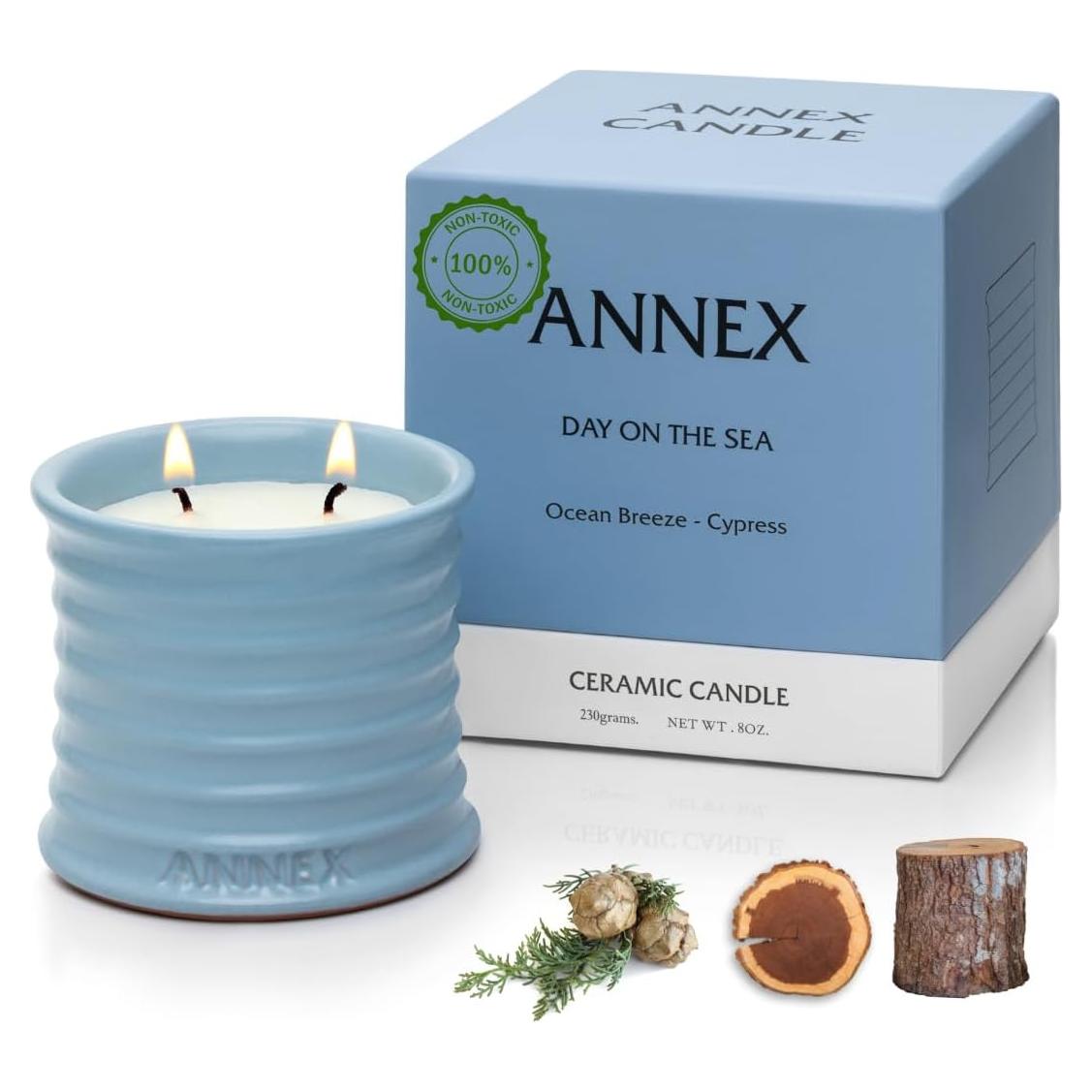 Vela Aromática de Soja Annex - Ciprés y Cedro, Tarro Cerámica