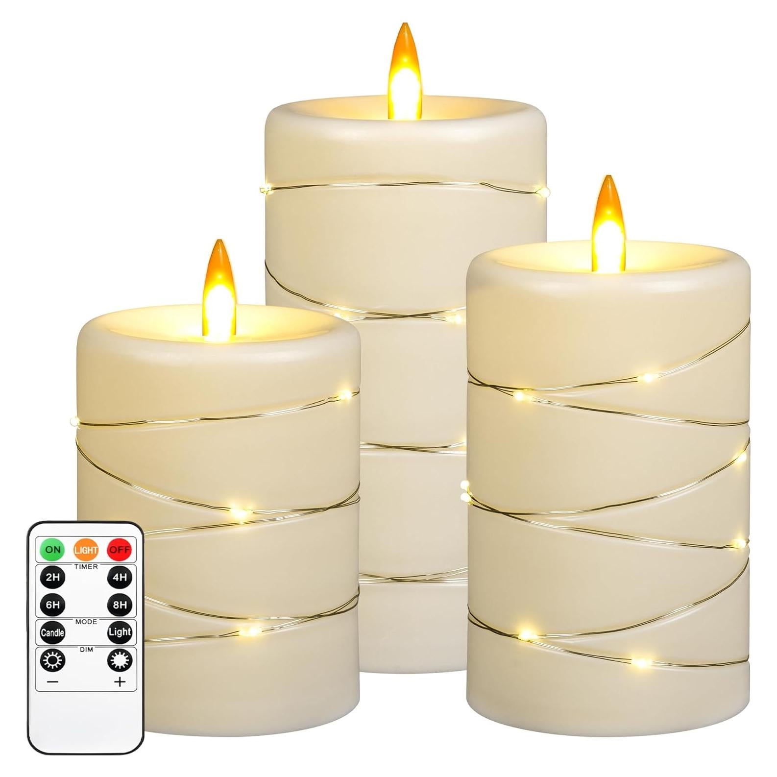 Vela Sin Llama Da por con Control Remoto y Temporizador - Set 3 Piezas