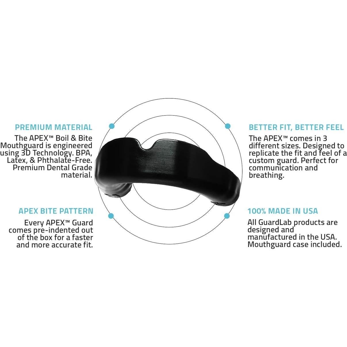 Protector Bucal Deportivo APEX Lite Negro Pequeño - Unisex