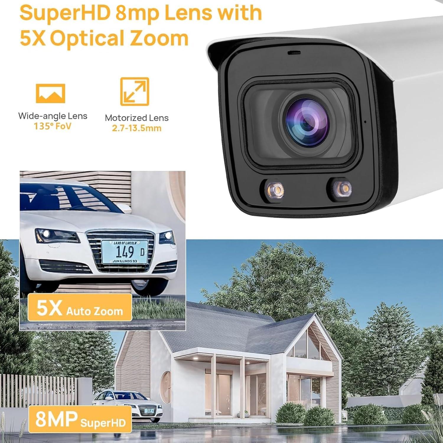 Cámara IP PoE 8MP 4K Bullet OHBET 5X Zoom Óptico IP67