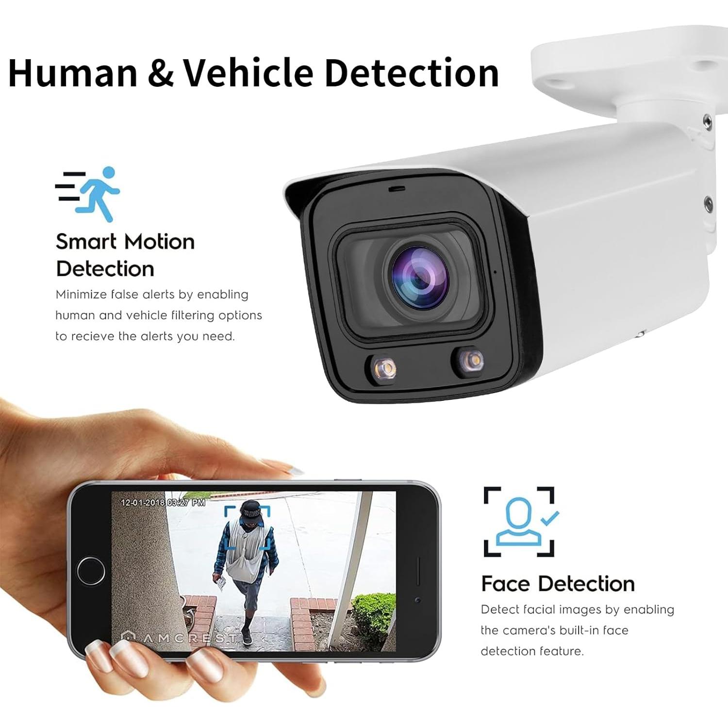 Cámara IP PoE 8MP 4K Bullet OHBET 5X Zoom Óptico IP67