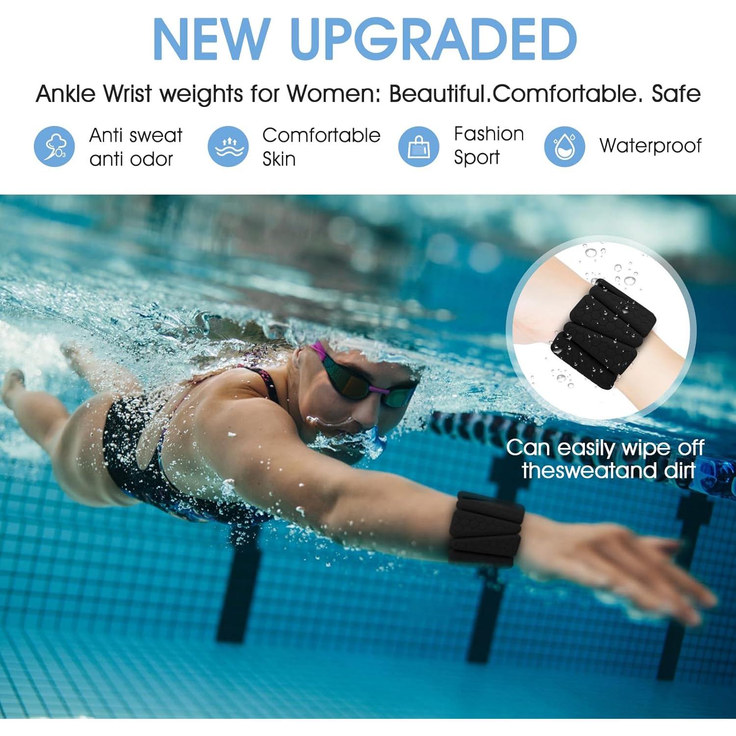 Pesas de Muñeca Ajustables FOUUAAOOU 0.9kg para Yoga y Gimnasio