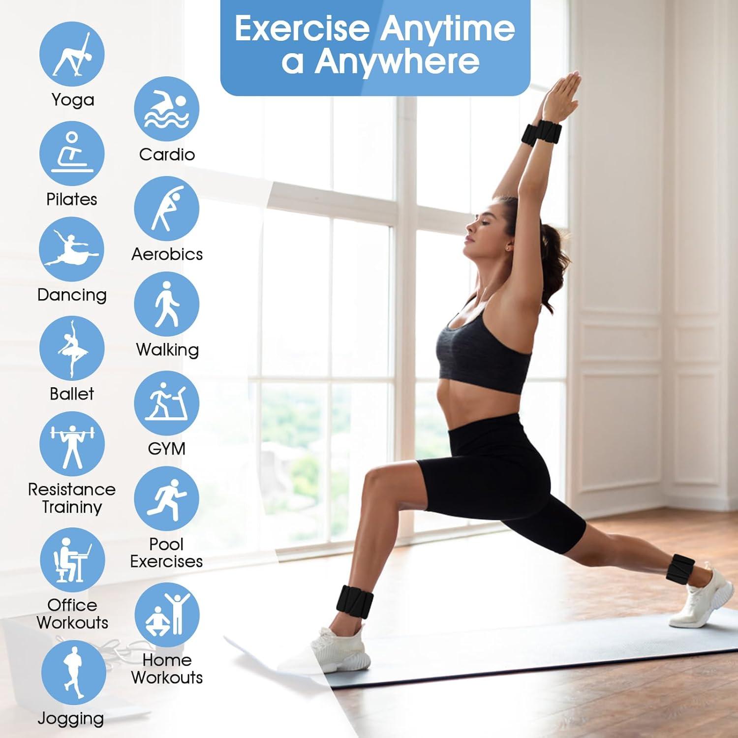 Pesas de Muñeca Ajustables FOUUAAOOU 0.9kg para Yoga y Gimnasio