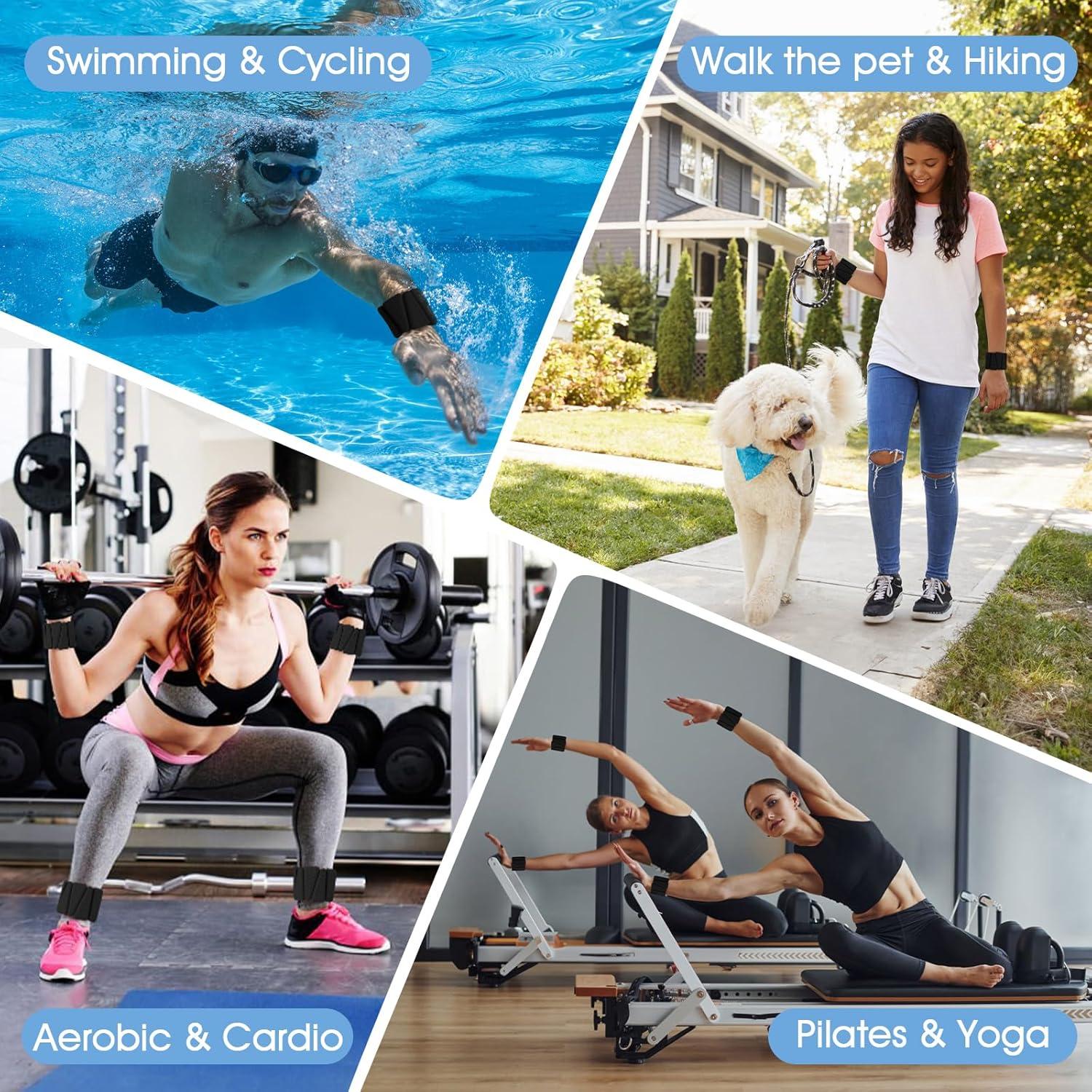 Pesas de Muñeca Ajustables FOUUAAOOU 0.9kg para Yoga y Gimnasio