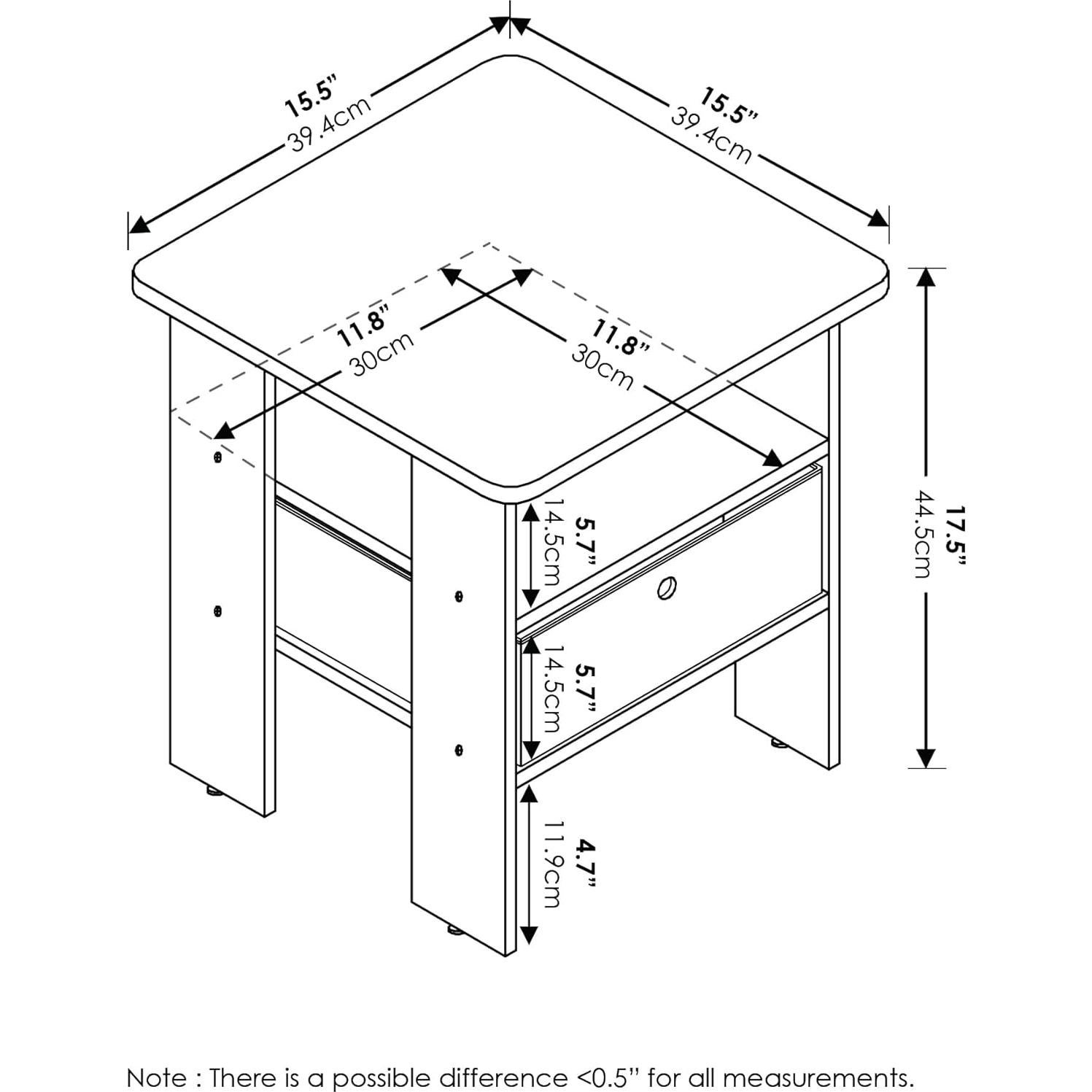 Mesa de Noche Furinno Andrey con Cajón Bin, Pino Ámbar