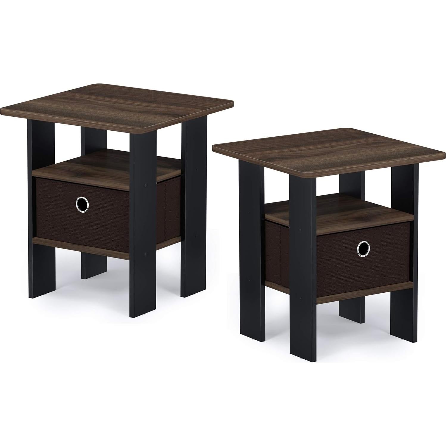 Mesa de Noche Furinno Andrey con Cajón Bin, Pino Ámbar